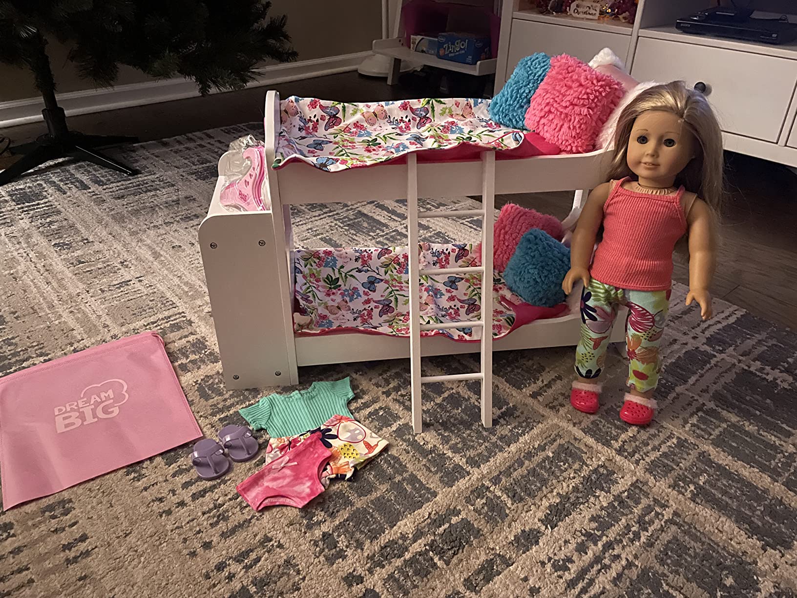 Doll Bunk Bed - Bunk Bed for 18 Inch Dolls 23 Piece Set Complete with Linens, Pajamas, and Shelves, Fits American Girl Doll customer photo 2
