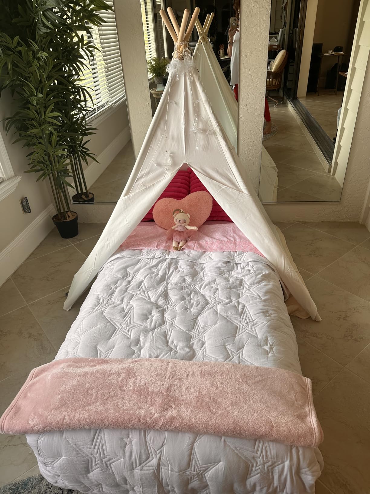 Tiny Land Teepee Tent for Kids - 100% Cotton Play Tent with Padded Mat & Star Lights, Foldable with Carry Bag, Indoor Play Tent for Girls & Boys customer photo 1
