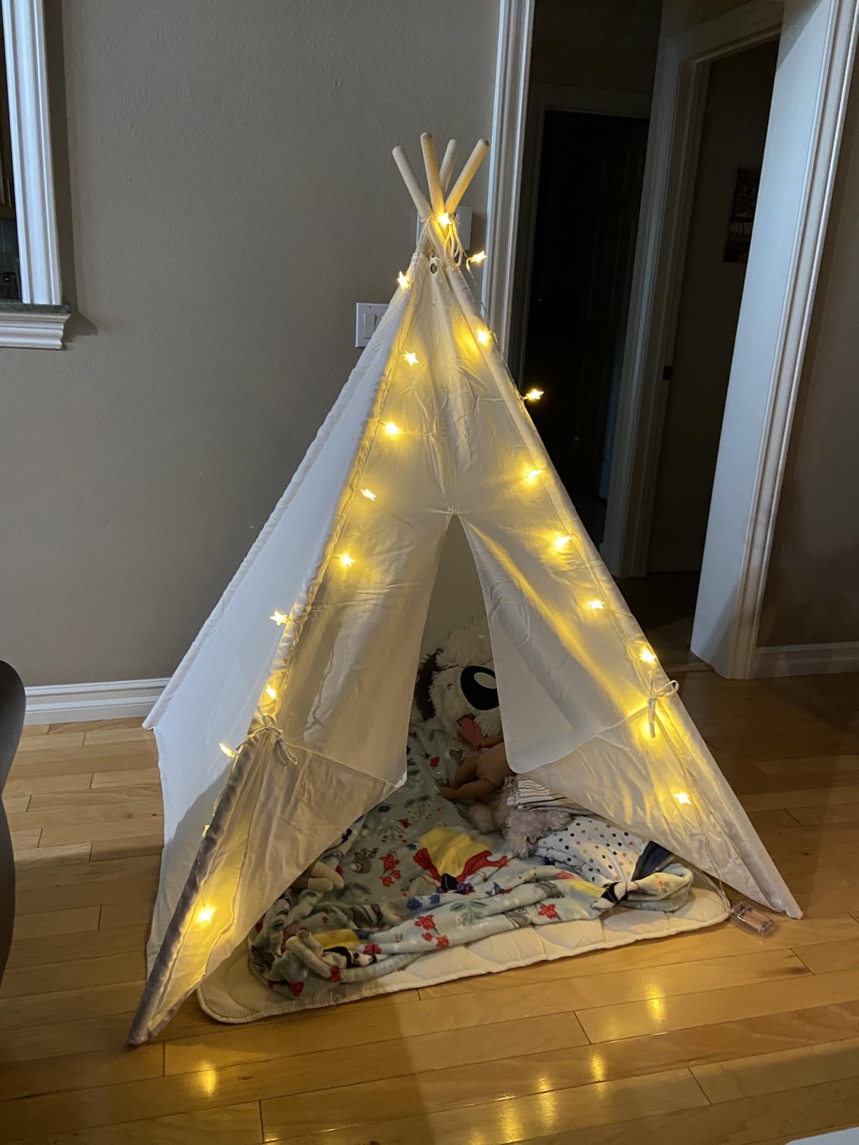 Tiny Land Teepee Tent for Kids - 100% Cotton Play Tent with Padded Mat & Star Lights, Foldable with Carry Bag, Indoor Play Tent for Girls & Boys customer photo 2