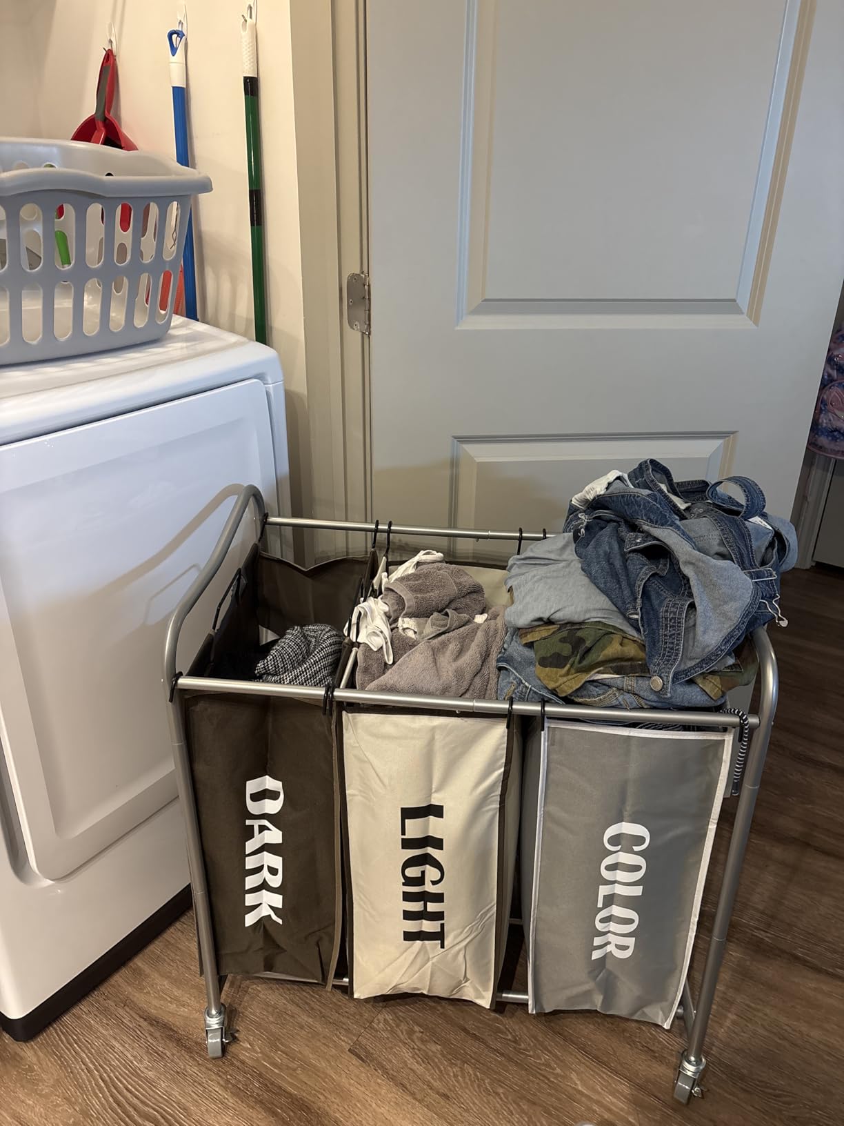 Simple Houseware Heavy-Duty 3-Bag Laundry Sorter Cart, Chrome customer photo 1