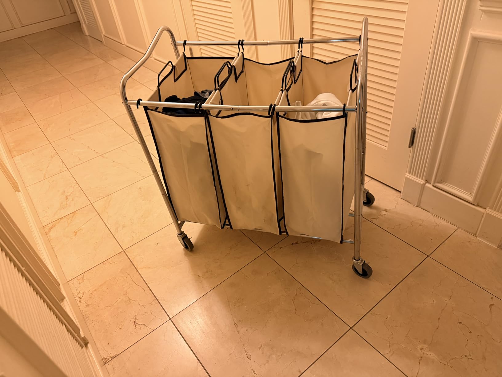 Simple Houseware Heavy-Duty 3-Bag Laundry Sorter Cart, Chrome customer photo 2