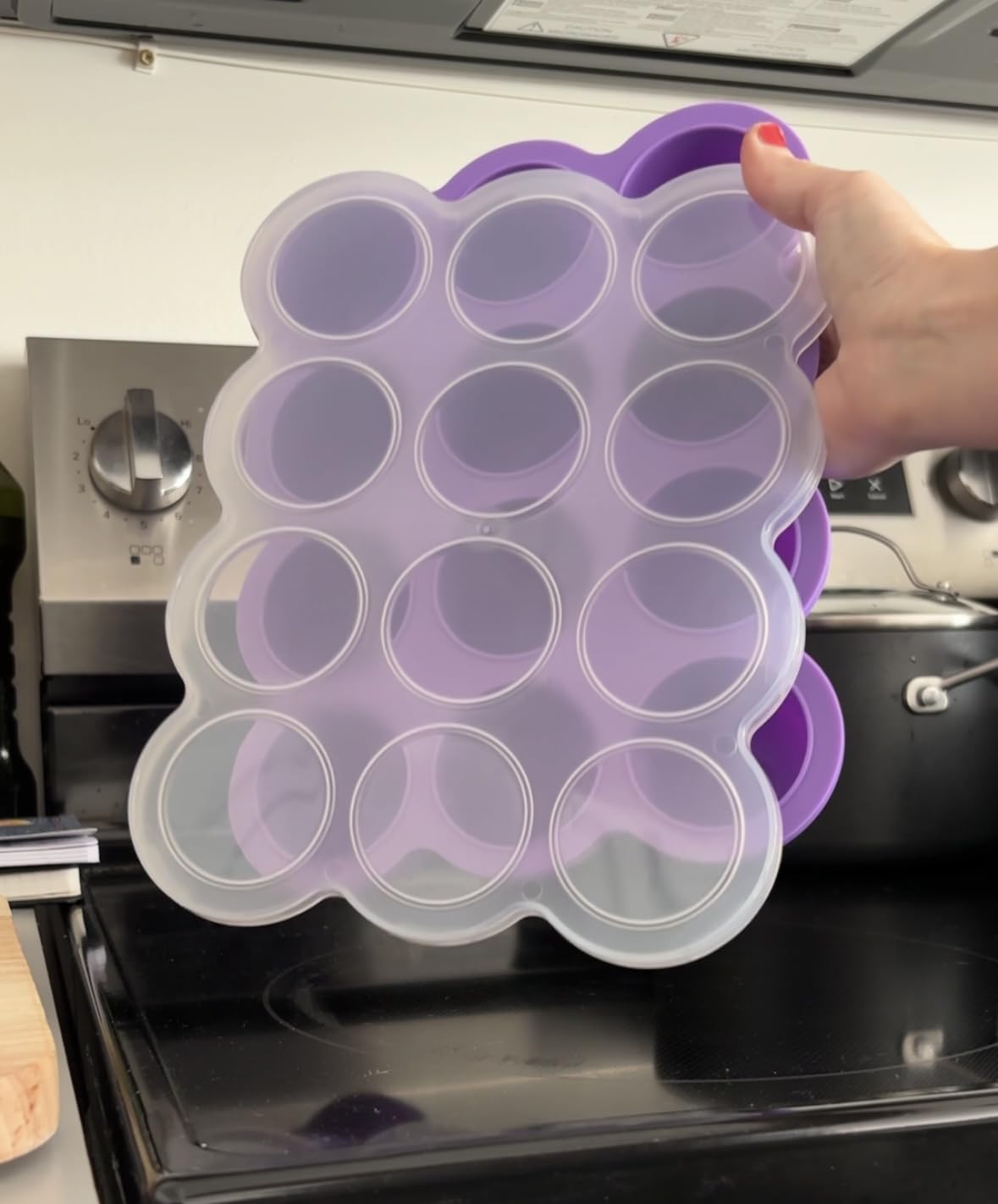 Samuelworld Baby Food Storage Container, 12 Portions x 2.5oz - BPA Free Silicone Freezer Tray with Clip-On Lid for Breast Milk Storage, Homemade Baby Food, Vegetable & Fruit Purees - Blue customer photo 1