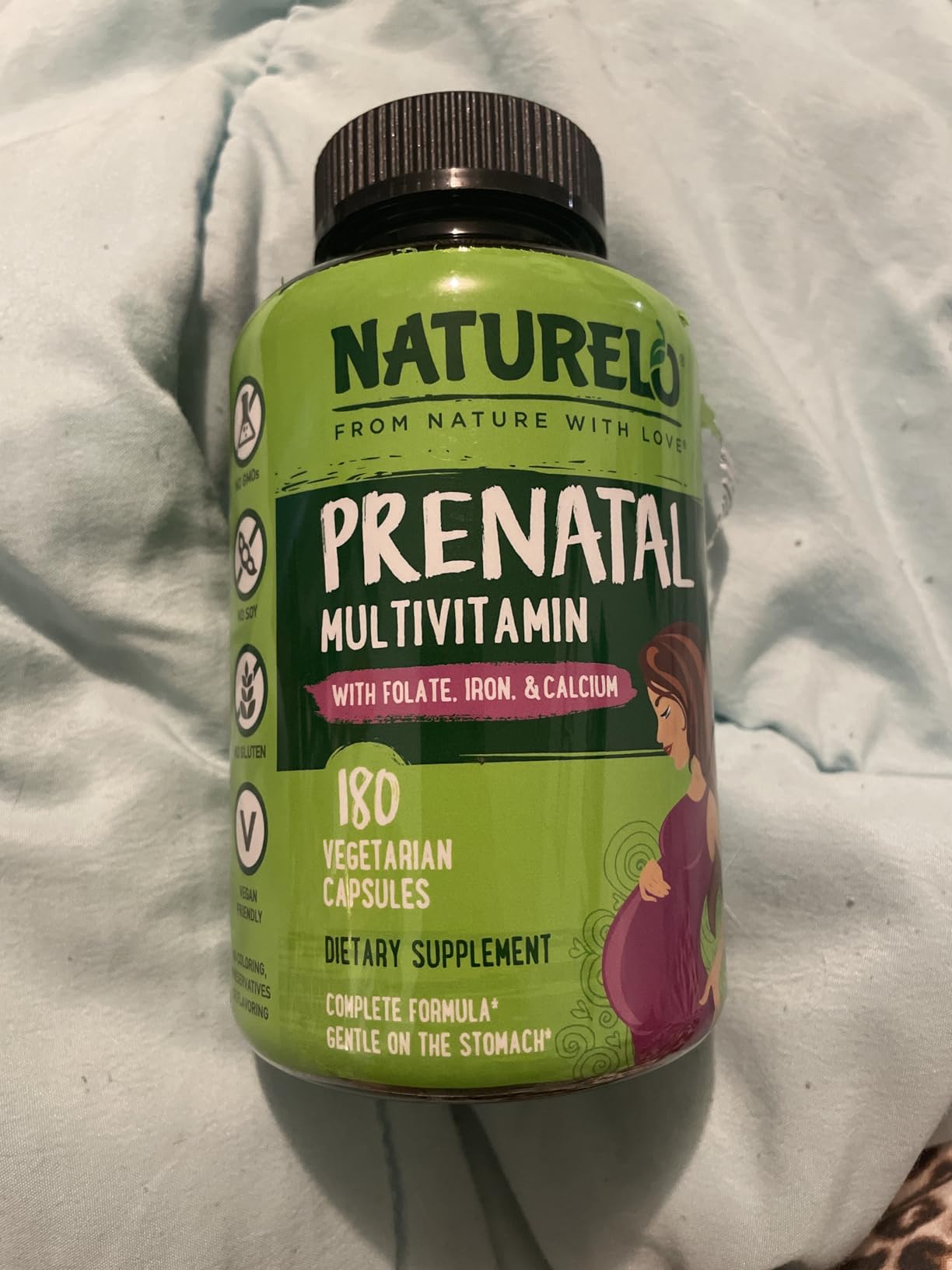 NATURELO Prenatal Multivitamin with Gentle Chelated Iron, Methyl Folate, Plant Calcium & Choline - Vegan, Vegetarian - Non-GMO - Gluten Free - 180 Capsules - 2 Month Supply customer photo 1