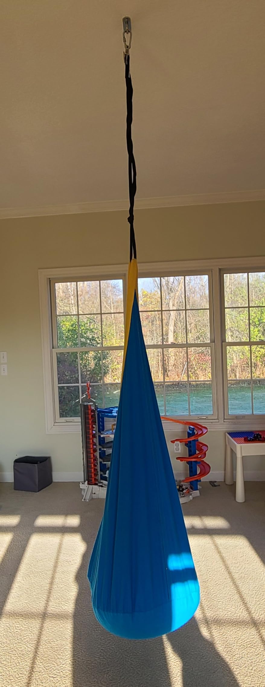 OUTREE Kids Pod Swing Seat, Cotton Child Hammock Swing Chair, Sensory Swing for Indoor and Outdoor Use, Blue customer photo 2