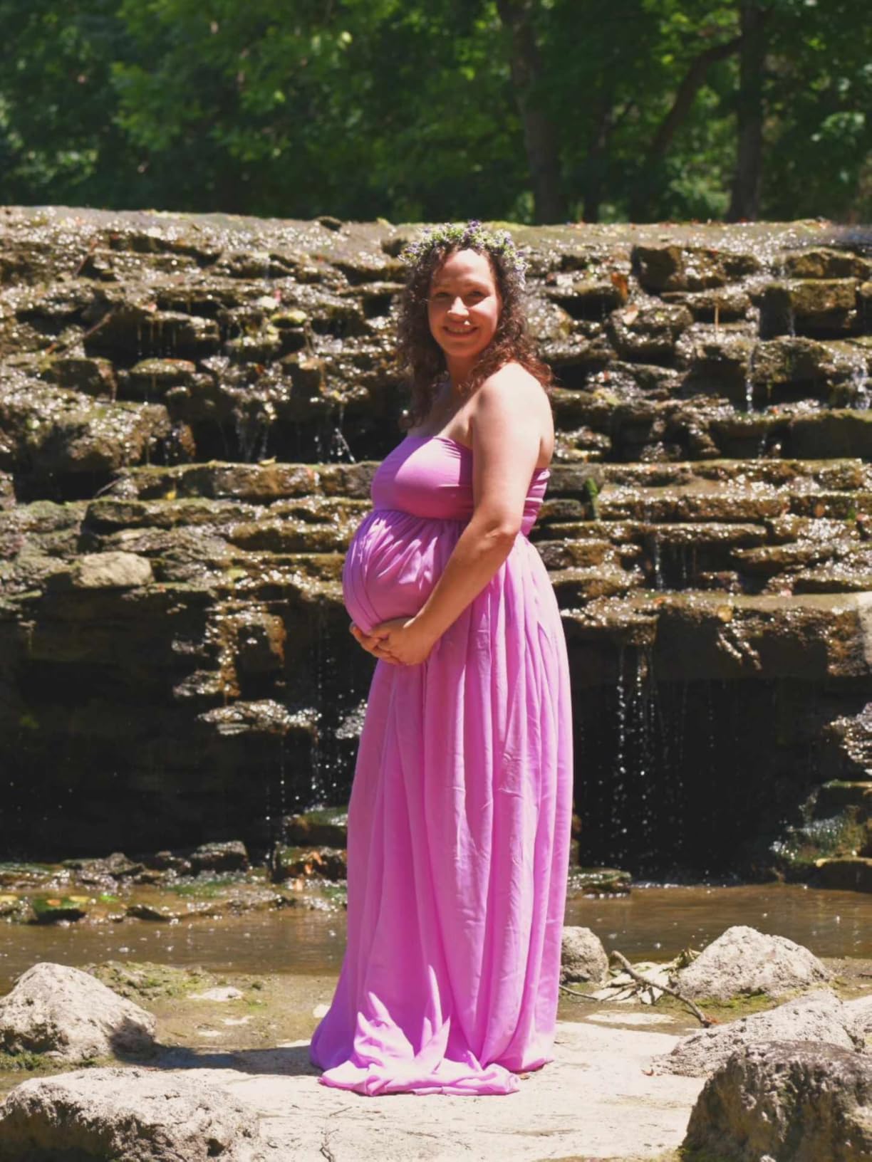 Mommy Jennie Maternity Dress for Photoshoot Sleeveless Open Front Photography Gown customer photo 2