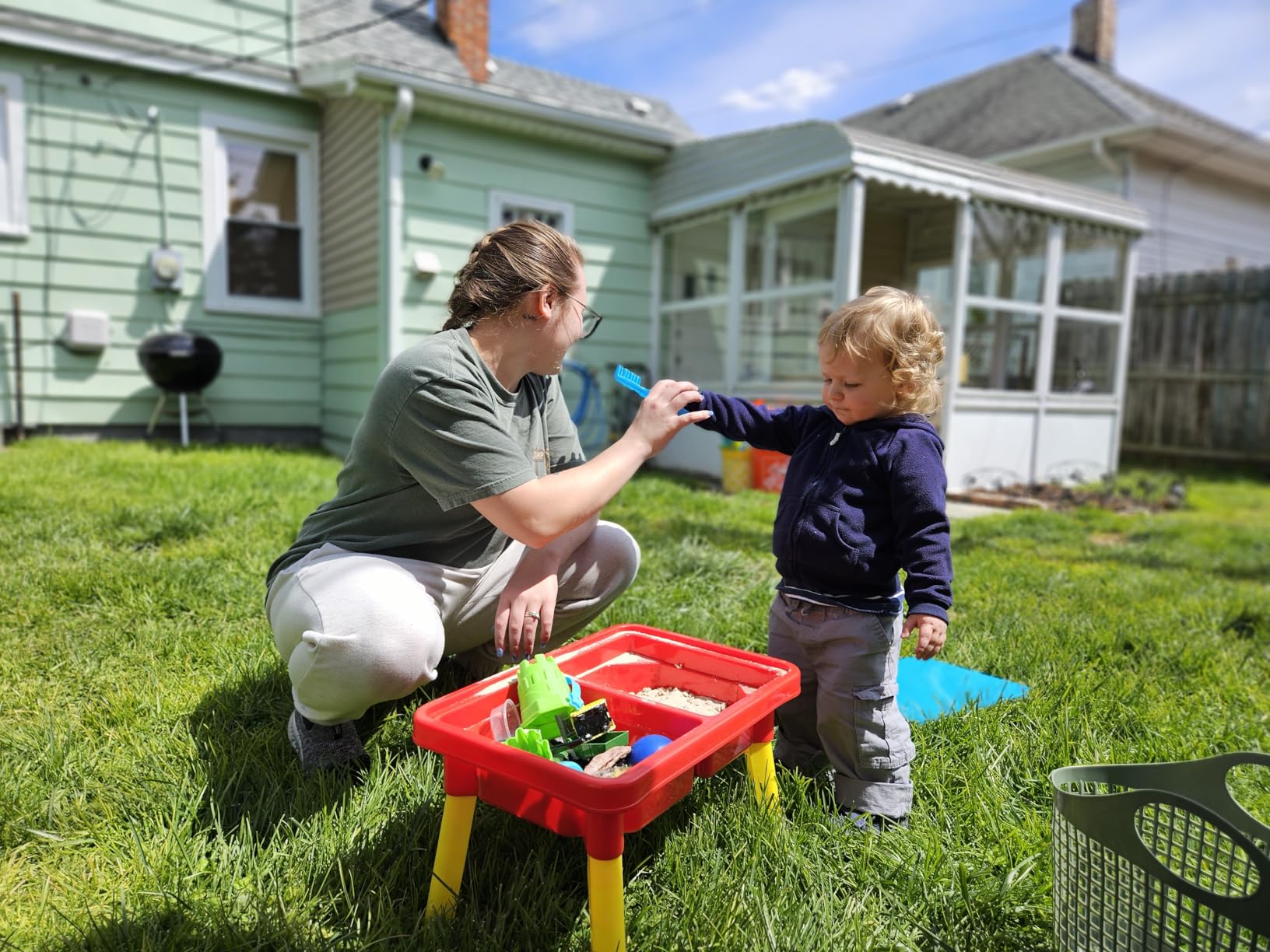 Toddler Sensory Kids Table with Lid | Sensory Bin | Kidoozie | Mega Block Compatible Lid | Indoor Outdoor Use, Red, G02521 17 x 12.5 x 11 inches customer photo 1