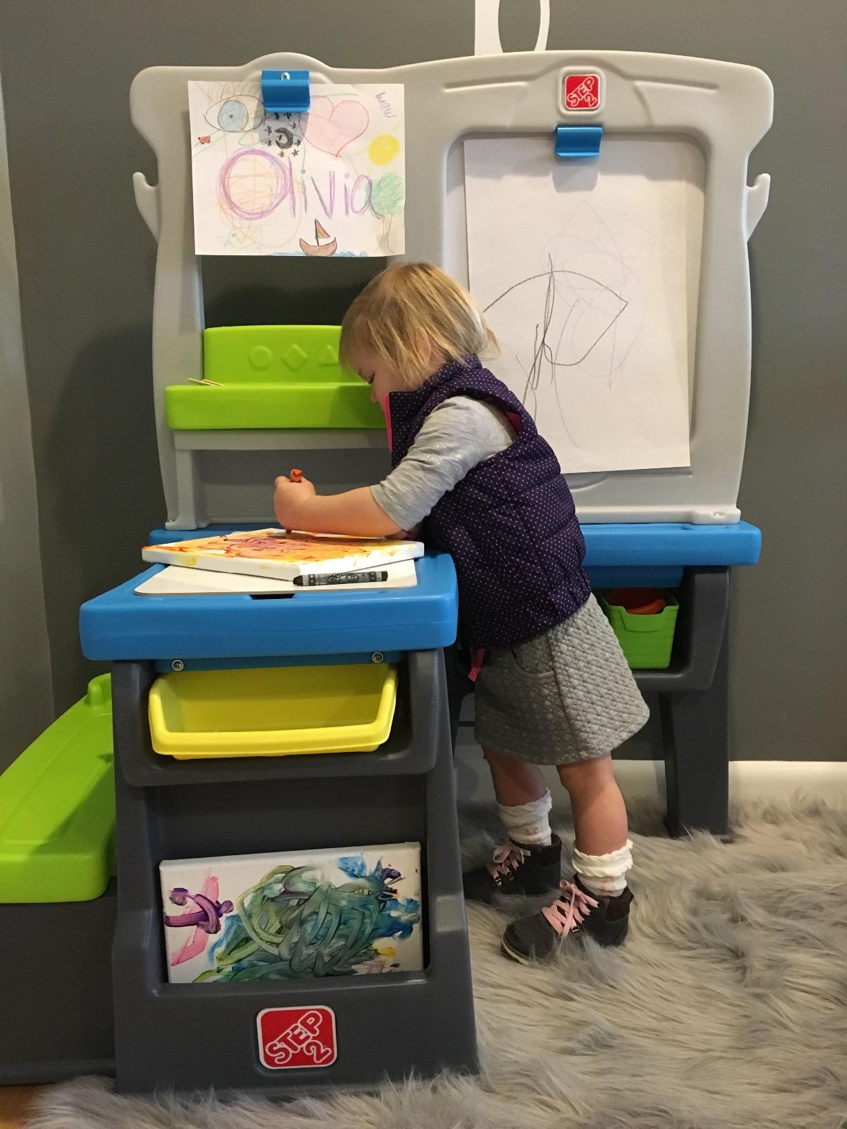 Step2 Great Creations Art Center, Kids Activity Table, Arts & Crafts Desk, Made of Durable Plastic, Includes Bench, For Toddlers 3+ Years Old customer photo 1
