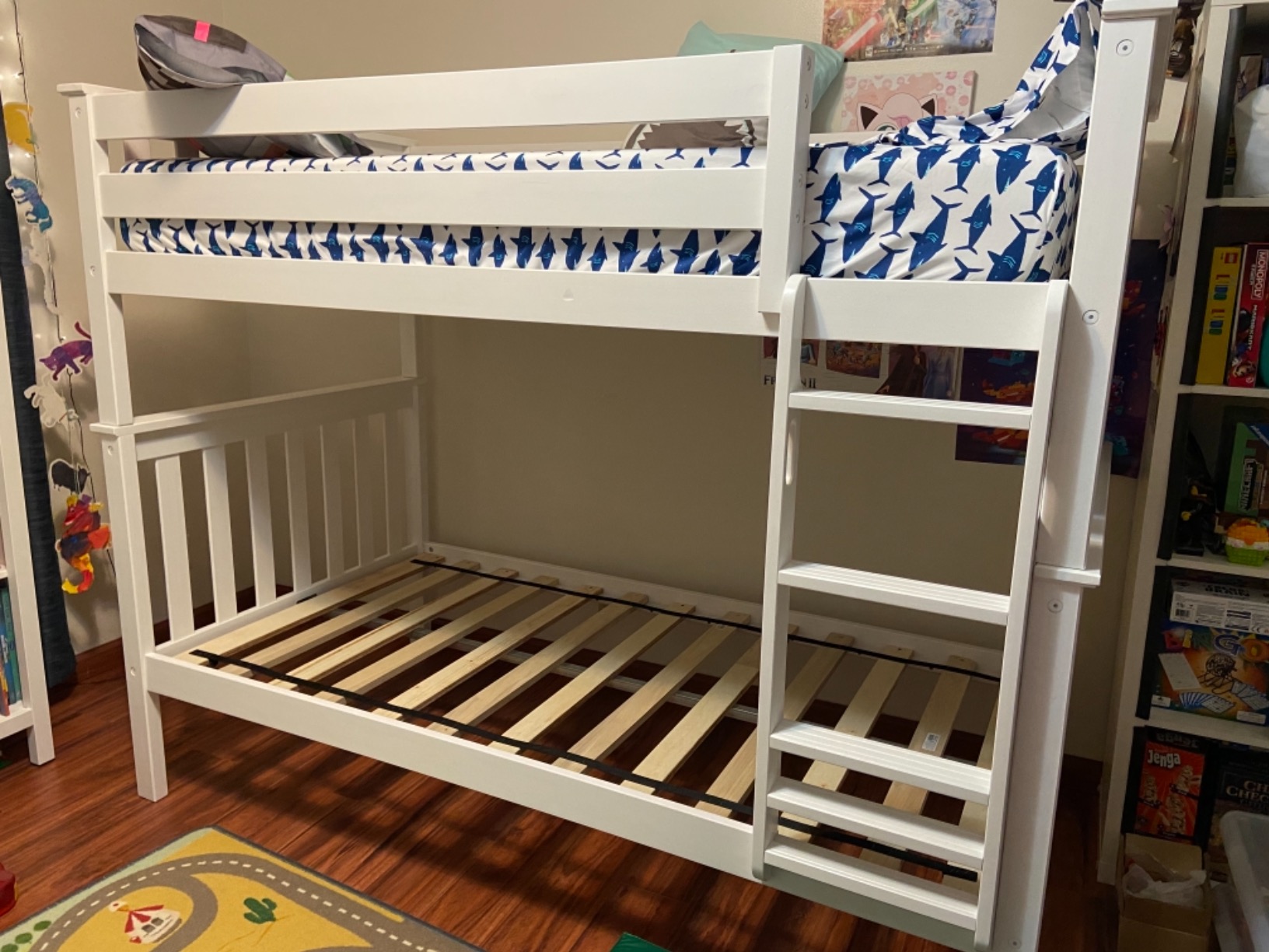 Max & Lily Bunk Bed, Twin-Over-Twin Wood Bed Frame For Kids With Trundle, White customer photo 2