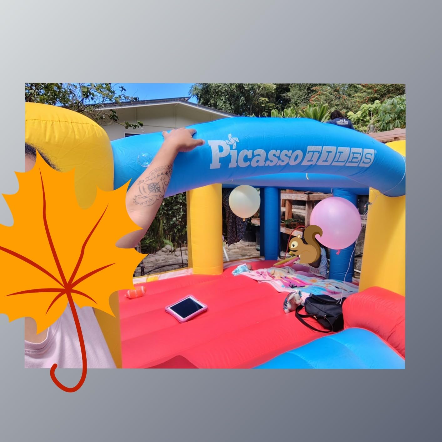 PicassoTiles KC102 12x10 Foot Inflatable Bouncer Jumping Bouncing House, Jump Slide, Dunk Playhouse w/Basketball Rim, 4 Sports Balls, Full-Size Entry, 580W ETL Certified Blower customer photo 2
