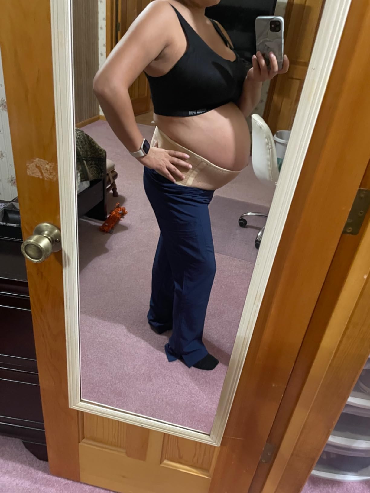 Jill & Joey Maternity Belt - Belly Band for Pregnant Women - Back Brace & Belly Support - Pregnancy Must-Have - Back Pain Relief (Beige, Medium) customer photo 1