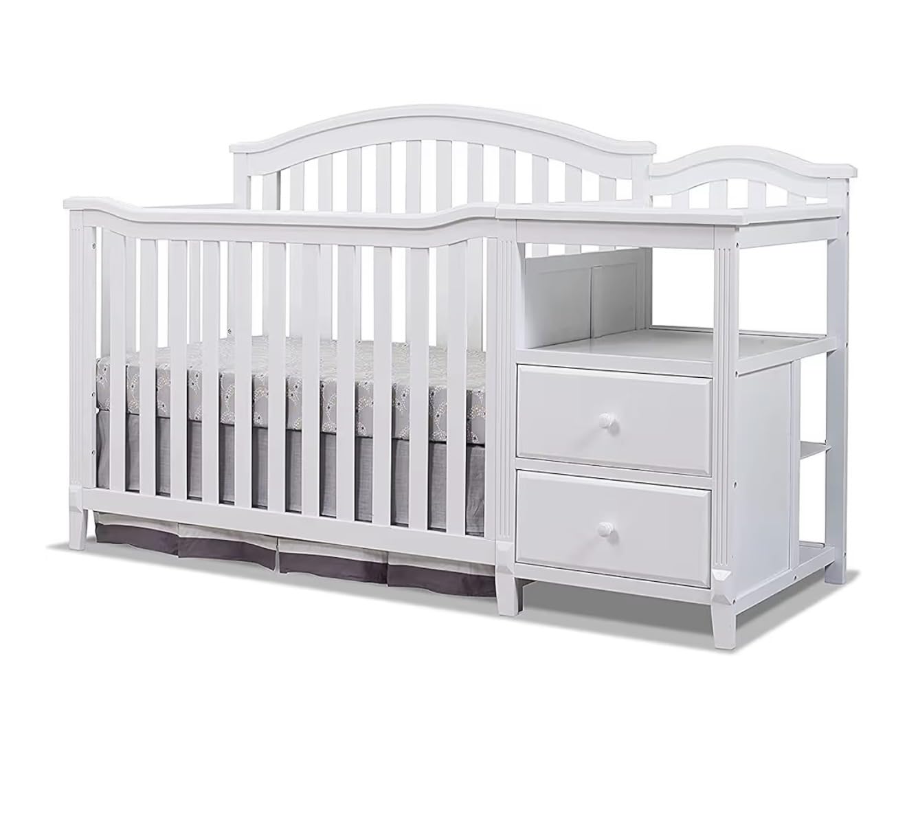 Sorelle Furniture Berkley Crib and Changer with Slat Panel Back Classic 4-in-1 Convertible Diaper Changing Table Non-Toxic Finish Wooden Baby Bed Toddler Childs Daybed Full-Size Nursery - White customer photo 2