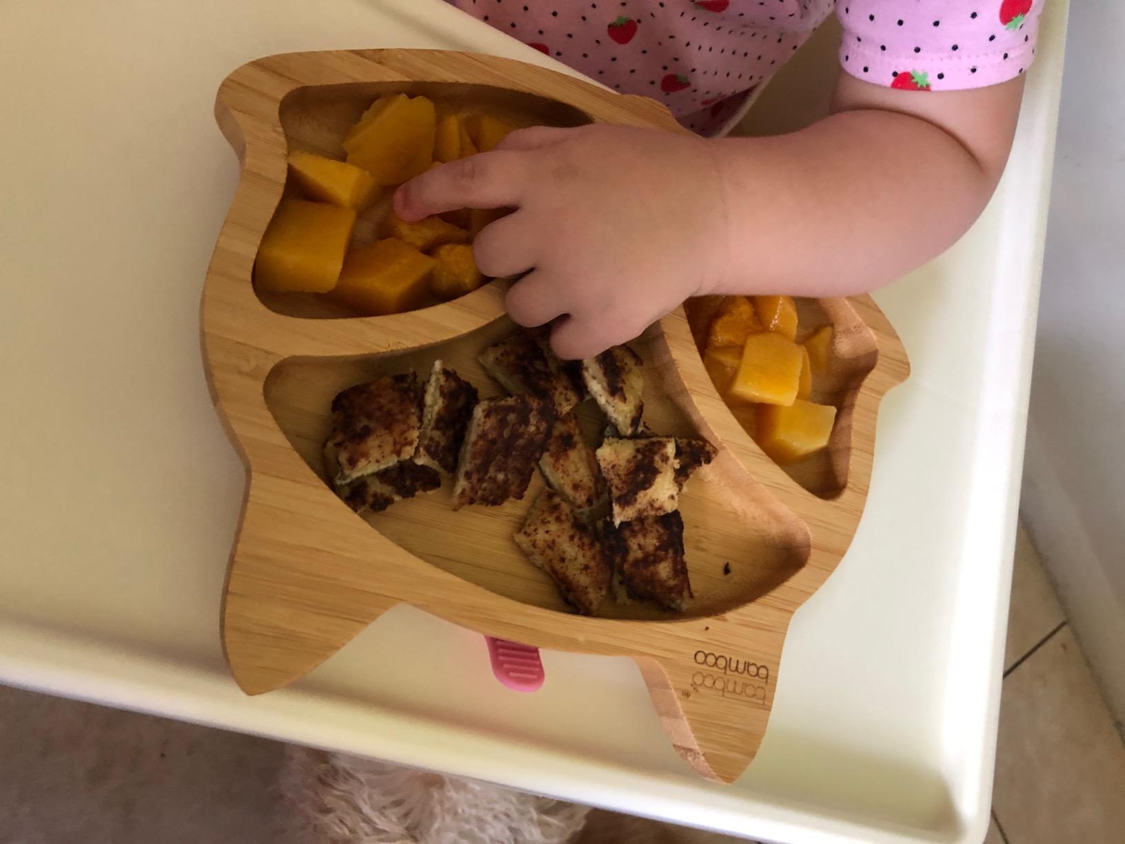bamboo bamboo Baby and Toddler Plate for Feeding and Weaning, Bamboo Fox Plate with Secure Suction Cup for Babies from 6 Months (Fox, Pink) customer photo 1