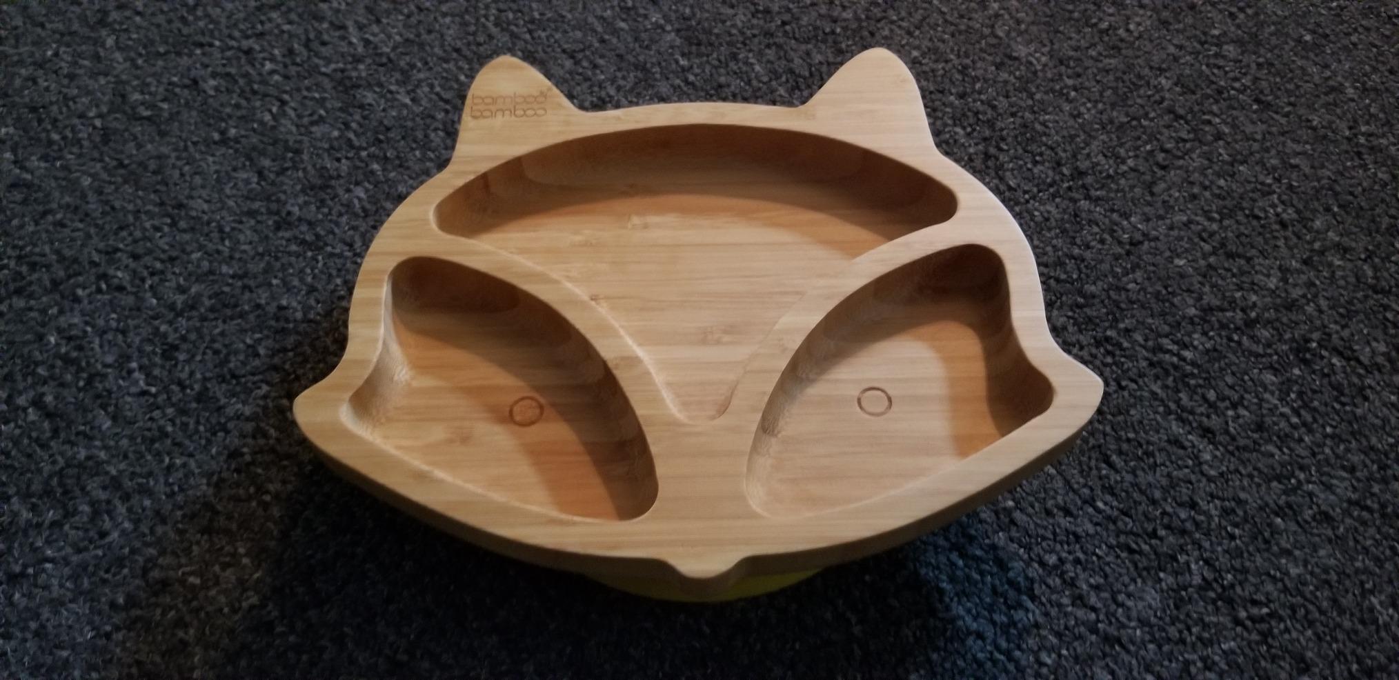 bamboo bamboo Baby and Toddler Plate for Feeding and Weaning, Bamboo Fox Plate with Secure Suction Cup for Babies from 6 Months (Fox, Pink) customer photo 2