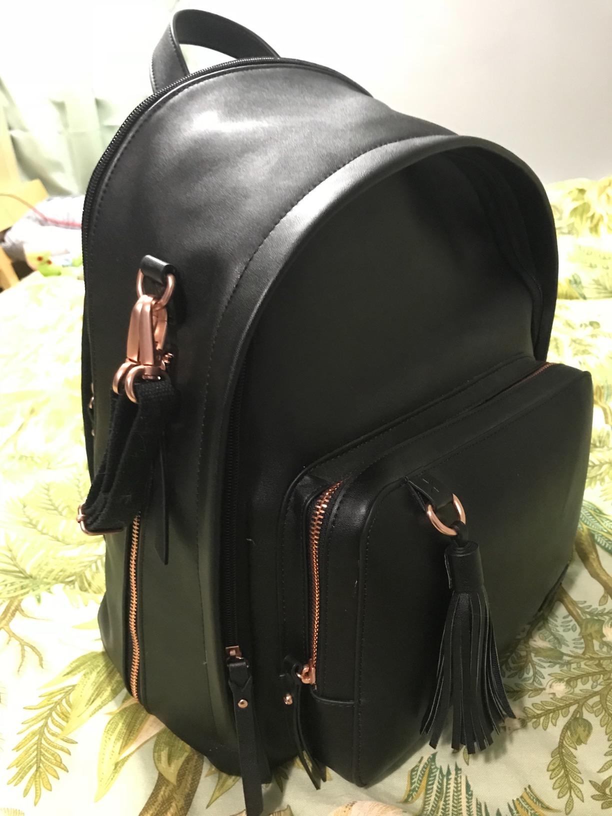 Skip Hop Diaper Bag Backpack: Greenwich Multi-Function Baby Travel Bag with Changing Pad and Stroller Straps, Vegan Leather (Black) customer photo 2