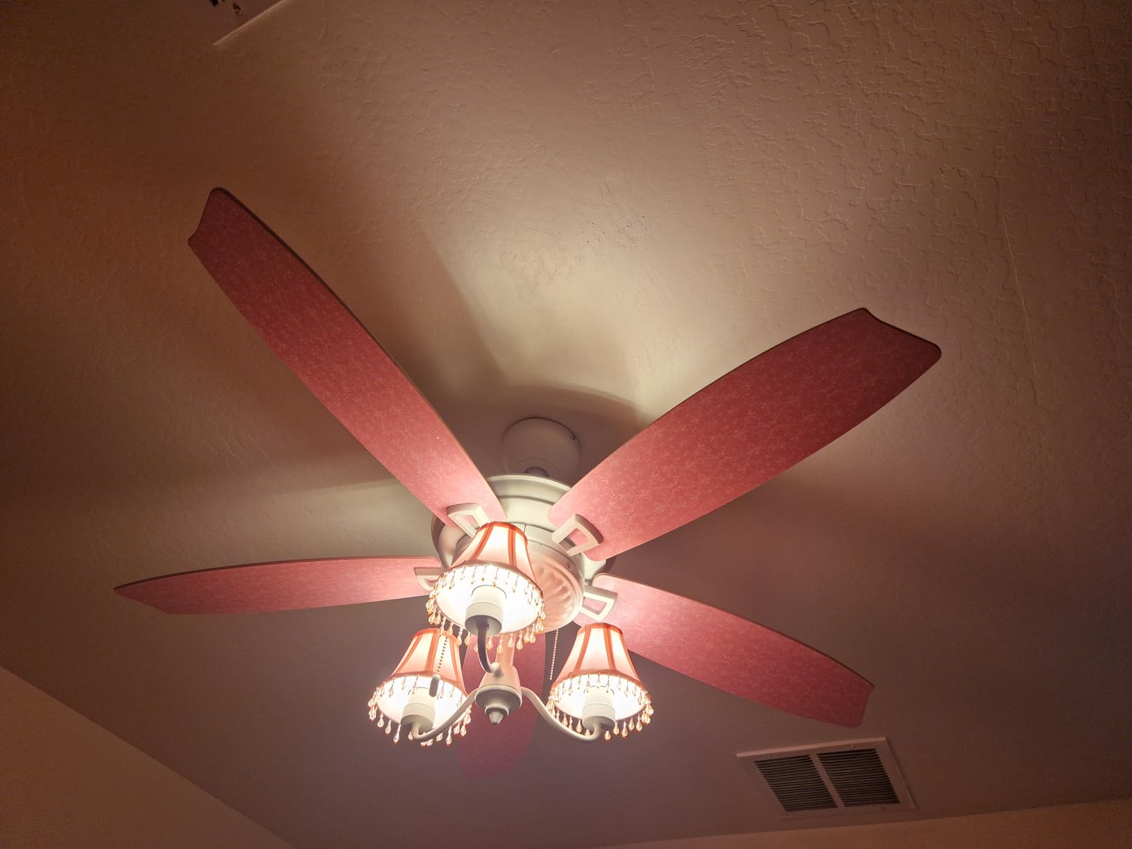 Prominence Home Elsa, 48 Inch Princess Style Indoor LED Ceiling Fan with Light, Pull Chain, Three Mounting Options, 5 Dual Finish Blades, Reversible Motor 50623-01 (White/ Pink) customer photo 1
