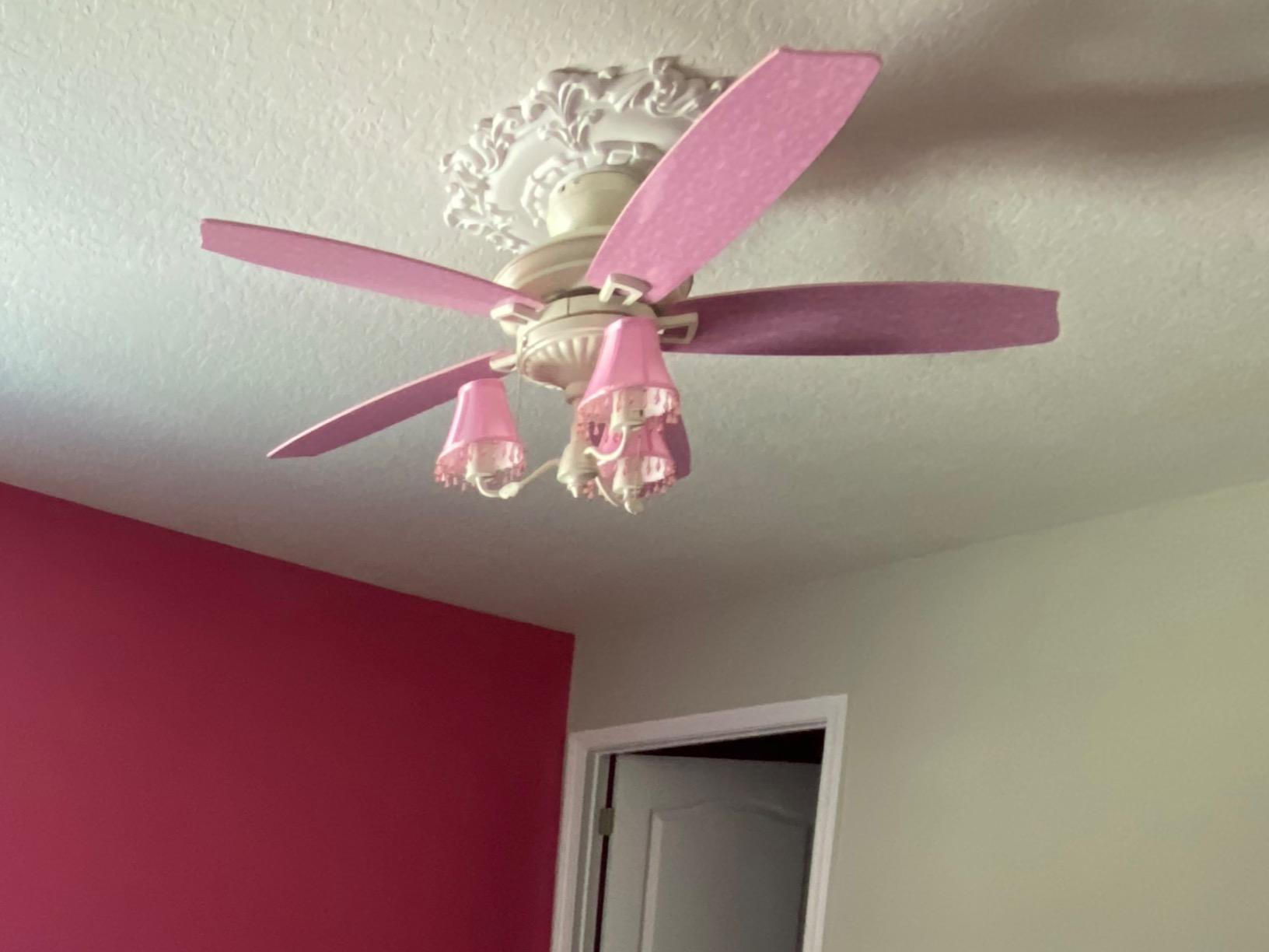 Prominence Home Elsa, 48 Inch Princess Style Indoor LED Ceiling Fan with Light, Pull Chain, Three Mounting Options, 5 Dual Finish Blades, Reversible Motor 50623-01 (White/ Pink) customer photo 2