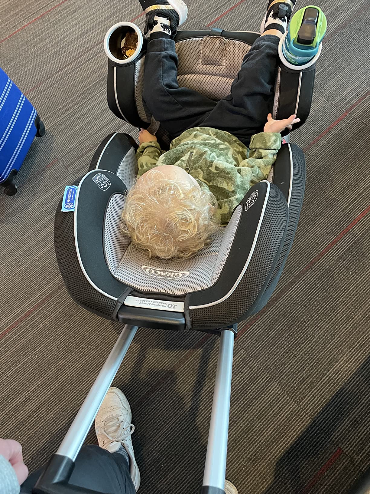 Holm Airport Car Seat Stroller Travel Cart and Child Transporter - A Carseat Roller for Traveling. Foldable, storable, and stowable Under Your Airplane seat or Over Head Compartment. customer photo 1