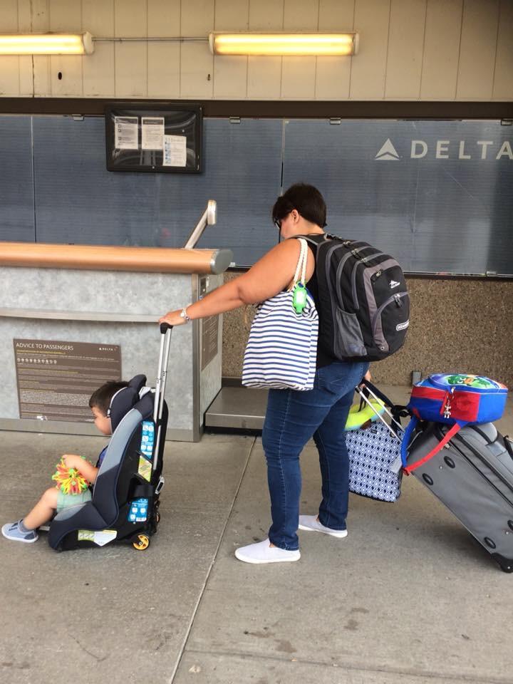 Holm Airport Car Seat Stroller Travel Cart and Child Transporter - A Carseat Roller for Traveling. Foldable, storable, and stowable Under Your Airplane seat or Over Head Compartment. customer photo 2