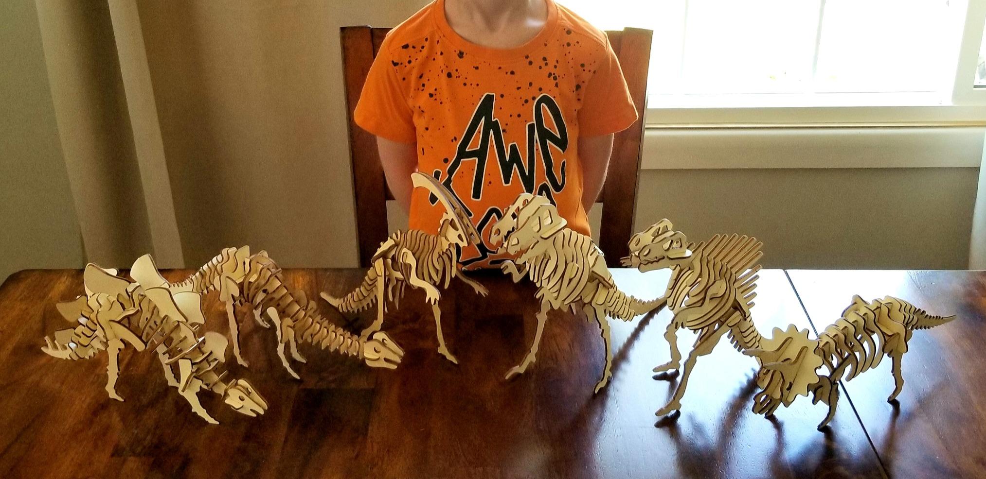 Calary 3D Wooden Puzzle Simulation Animal Dinosaur Set of 6 customer photo 2