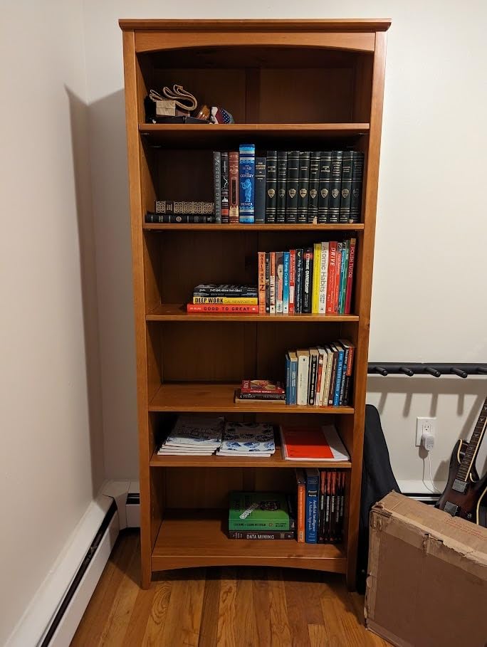 Camaflexi Shaker Style 6 Shelf Bookcase / Solid Wood / 72 inch Tall / Adjustable Shelving / Closed Back / Display Bookshelf for Living Room, Bedroom, Home and Office, Cherry customer photo 1