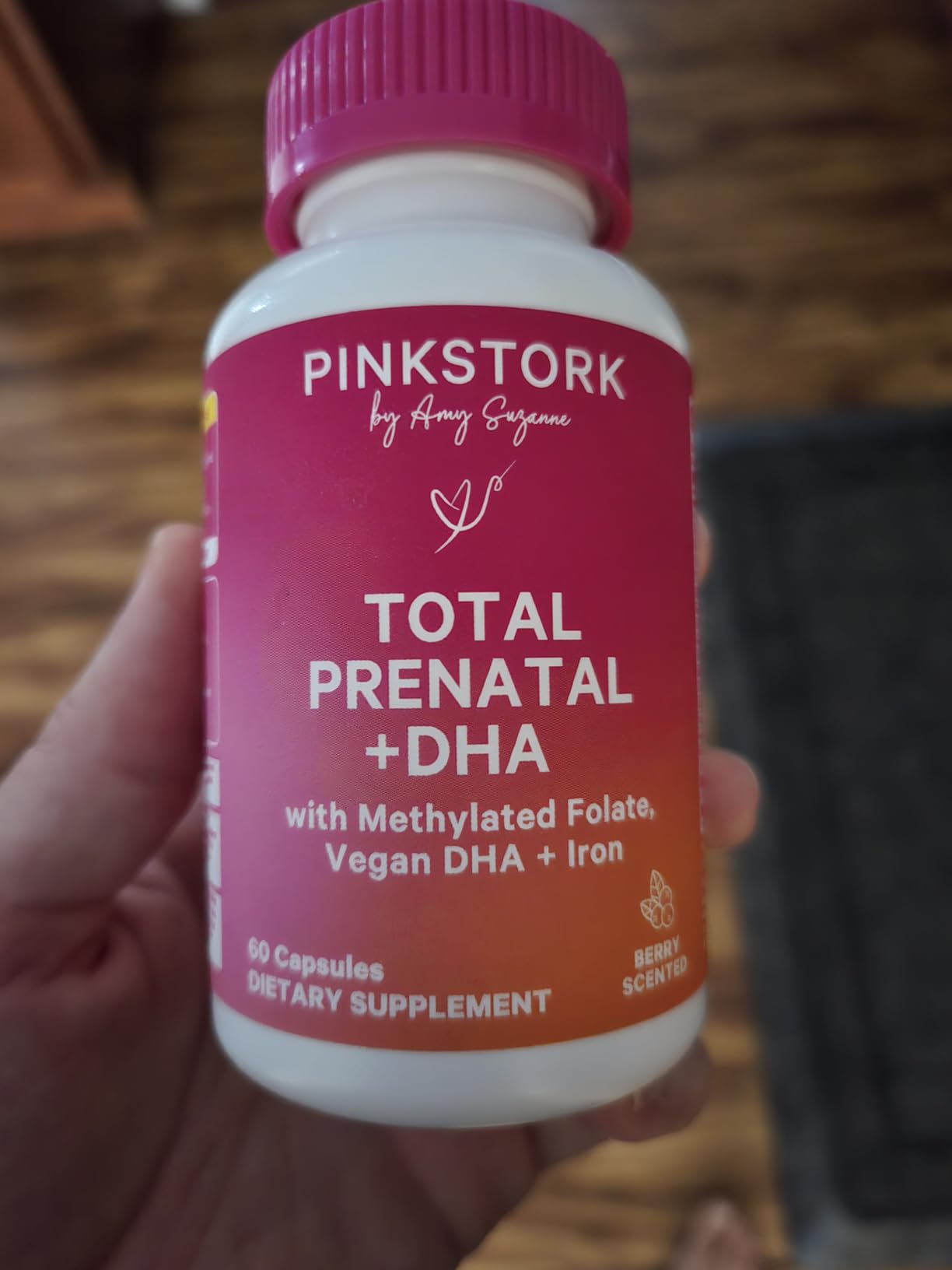 Pink Stork Total Prenatal Vitamins | Vegan DHA, Methylfolate, Iron, Choline, Vitamin B12 | No Fishy Burps | Support Fetal Development | Pregnancy Essentials | Clean Label Award | 60 Capsules, Berry customer photo 1