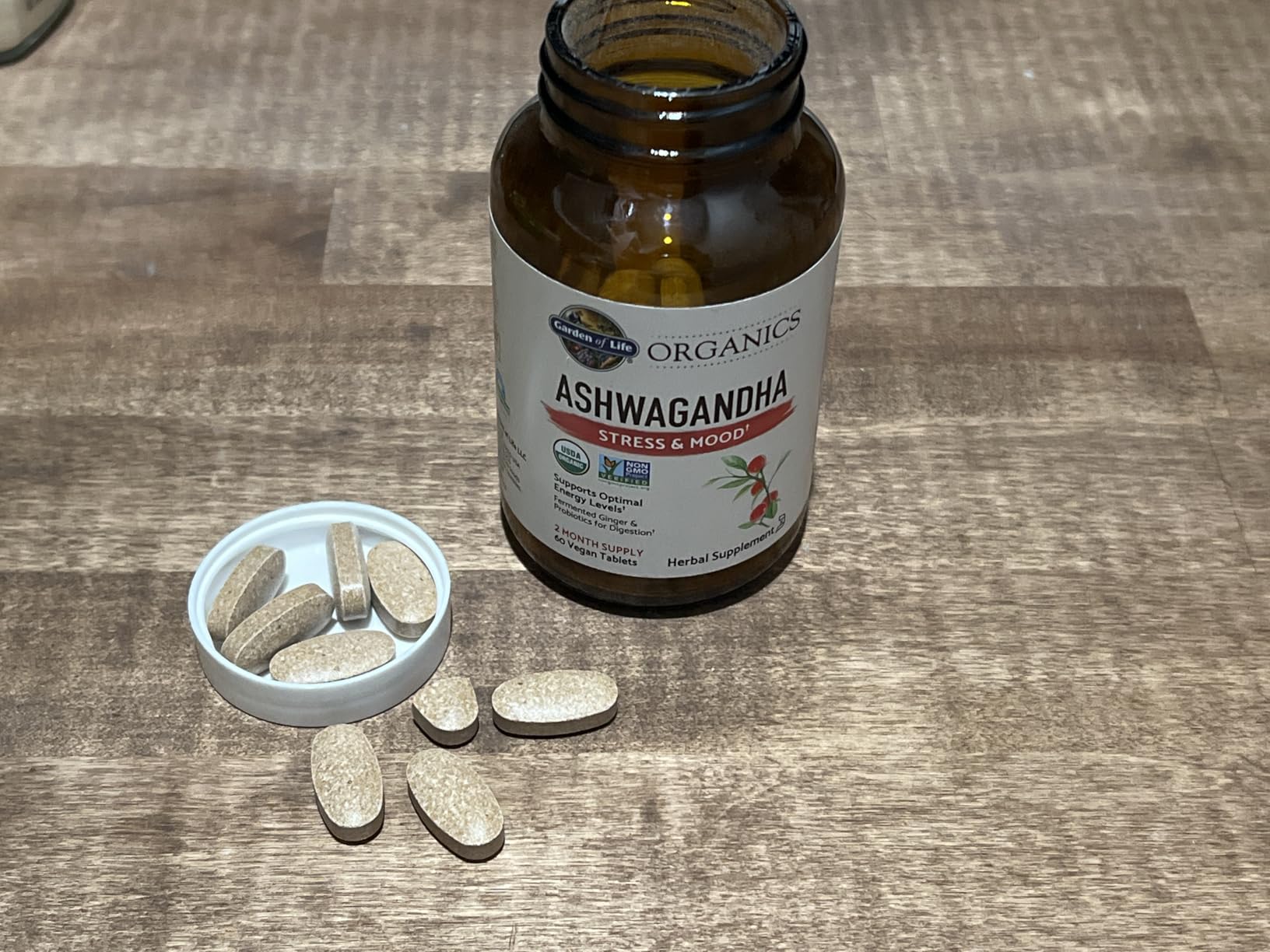 Garden of Life Organic Ashwagandha Supplement with Probiotics & Ginger - Stress, Mood & Energy Support, Vegan, Gluten Free, Non GMO, 2 Month Supply, 60 Tablets customer photo 2