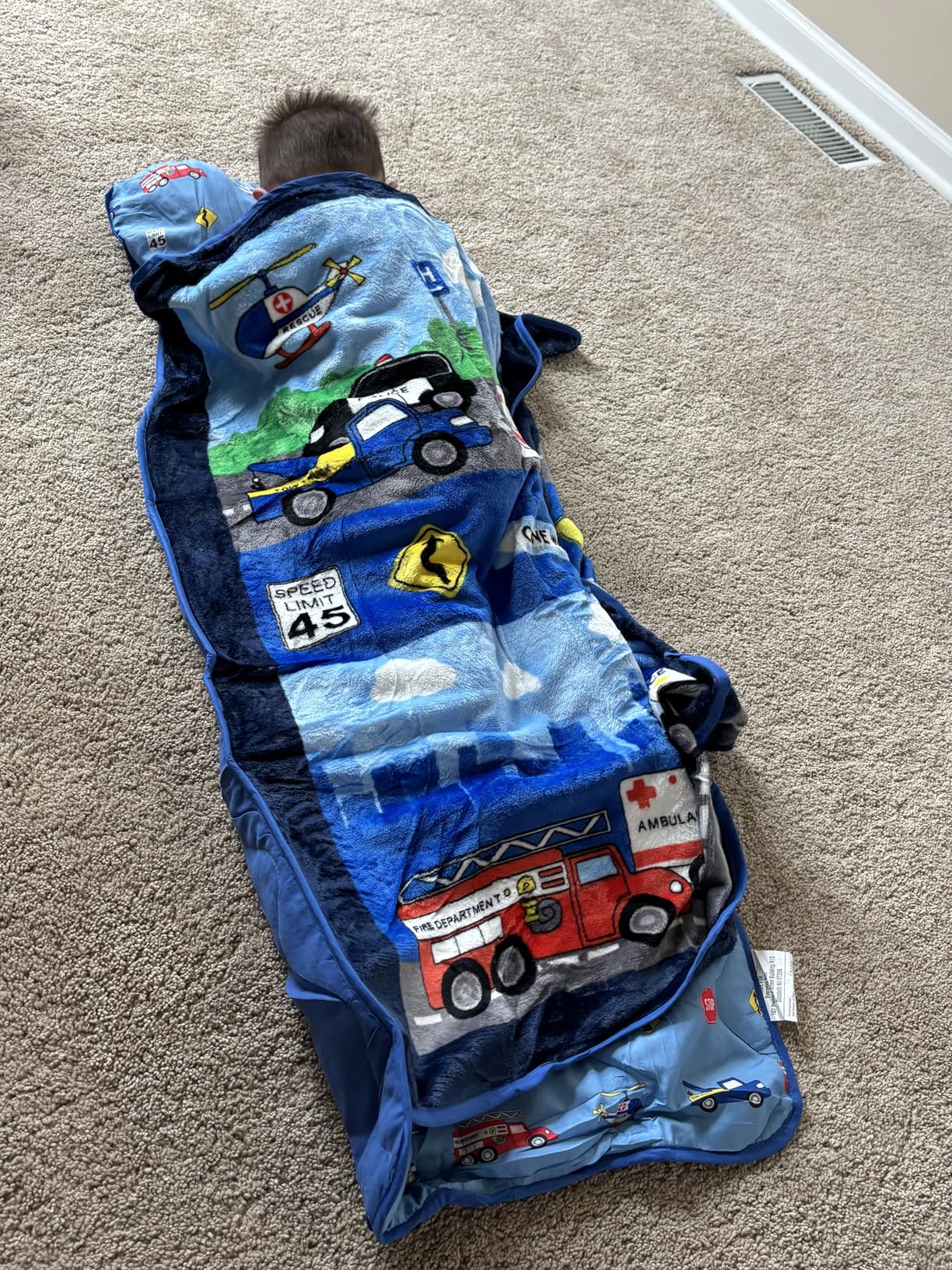 EVERYDAY KIDS Toddler Nap Mat with Removable Pillow - Choo Choo Train - Carry Handle with Fastening Straps Closure, Rollup Design, Soft Microfiber for Preschool, Daycare, Sleeping Bag - Ages 2-6 Years customer photo 2