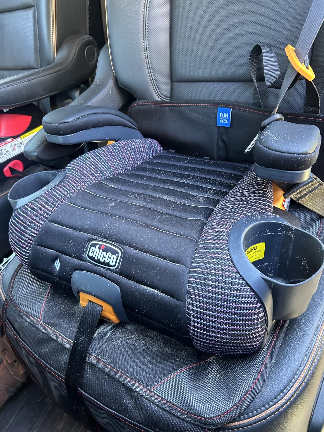 funbliss Car Seat Protector for Child Car Seat, Auto Seat Cover Mat for Under Carseat with Thickest Padding to Protect Leather & Fabric Upholstery, PVC Leather Reinforced Corners customer photo 1