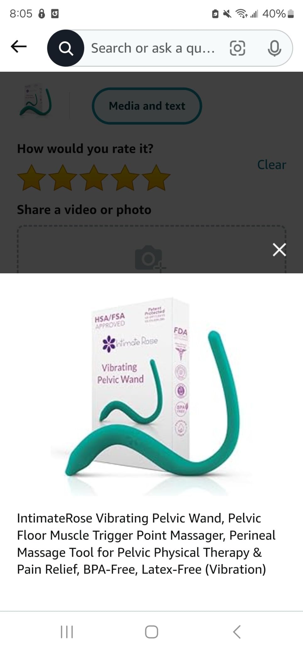 IntimateRose Vibrating Pelvic Wand, Pelvic Floor Muscle Trigger Point Massager, Perineal Massage Tool for Pelvic Physical Therapy & Pain Relief, BPA-Free, Latex-Free (Vibration) customer photo 1