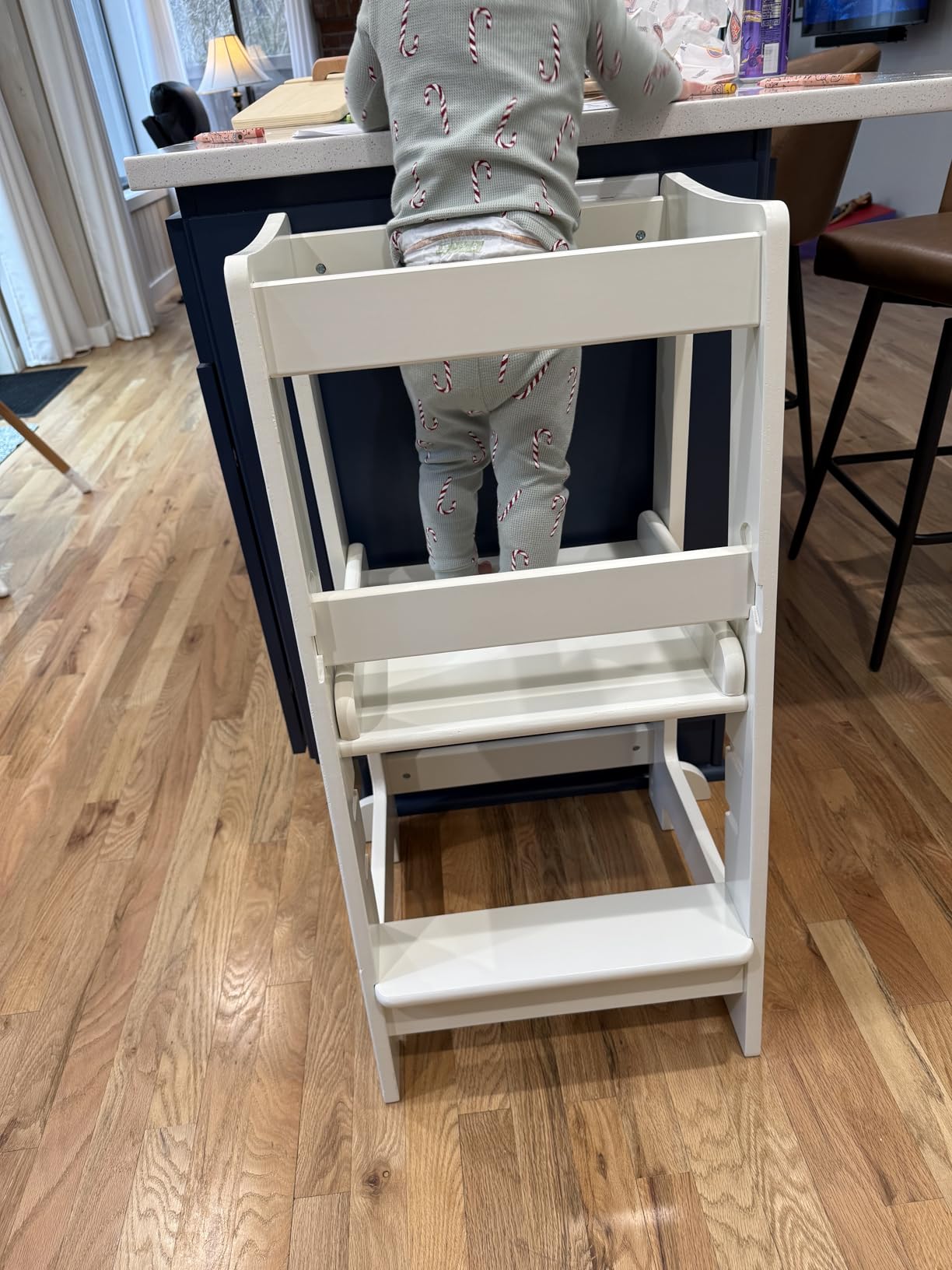 Stepup Baby Toddler Standing Tower - 3 Level Adjustable Wooden Kitchen Step Stool, Bathroom Sink, Kitchen Counter, Kids 18 Months to 4 Years Gift - White customer photo 2