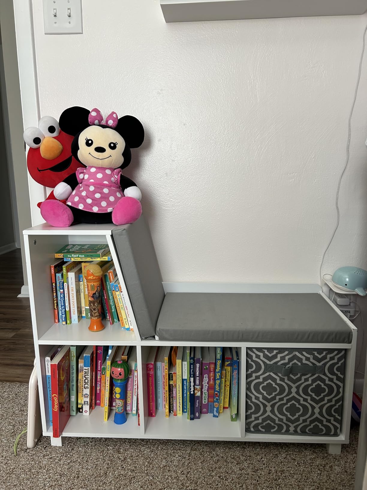 RiverRidge Kids Reading Nook and White Cubby Storage Bench with Comfy Cushioned Seat and Cubbies Toy Organizer, White customer photo 1