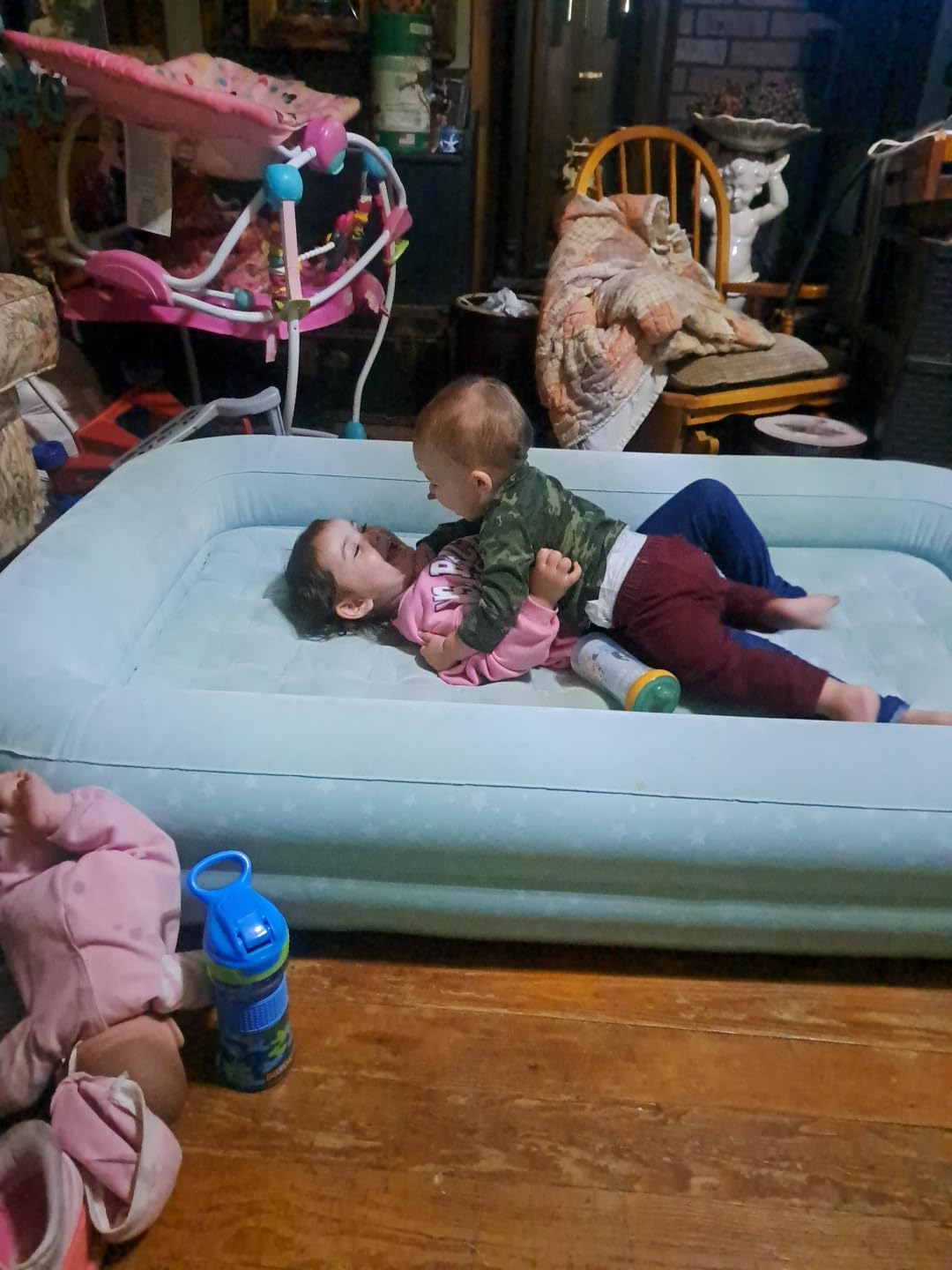 Intex Kids Travel Air Mattress Inflatable Bed Set with Raised Sides, Hand Pump, and Carrying Bag for Camping Trips and Sleepovers, (2 Pack) customer photo 1