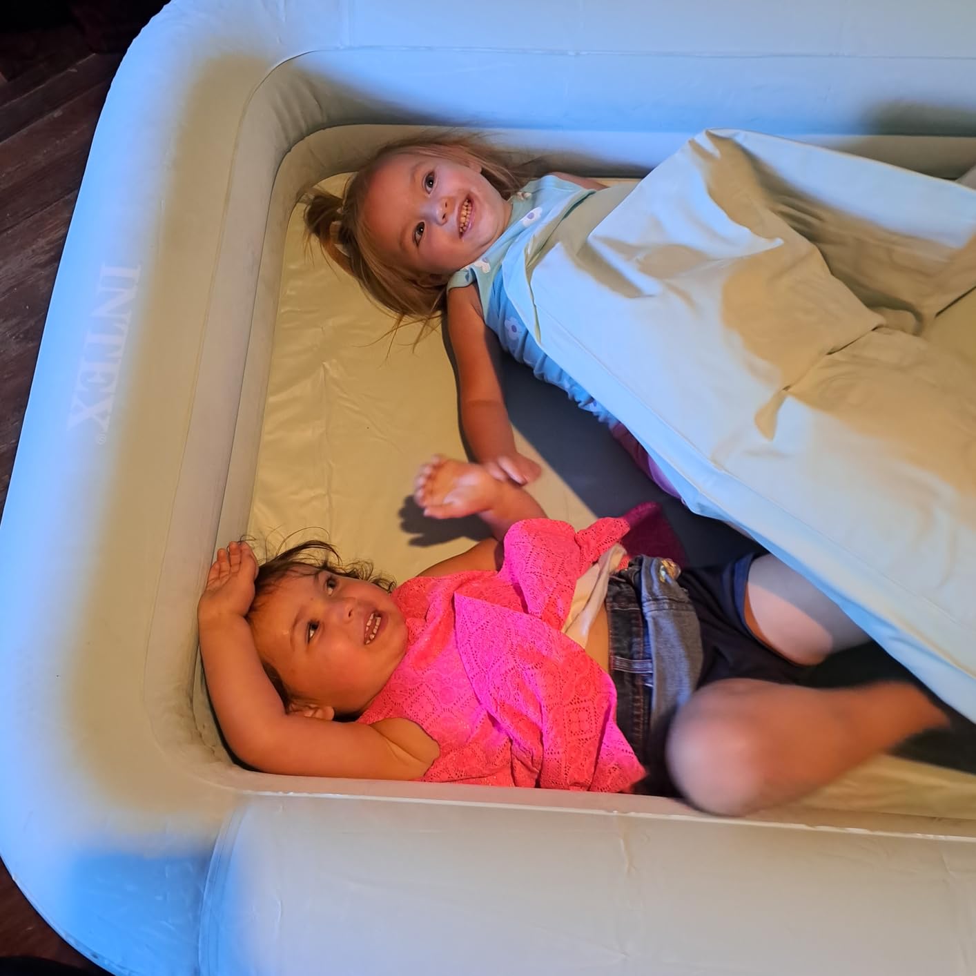 Intex Kids Travel Air Mattress Inflatable Bed Set with Raised Sides, Hand Pump, and Carrying Bag for Camping Trips and Sleepovers, (2 Pack) customer photo 2