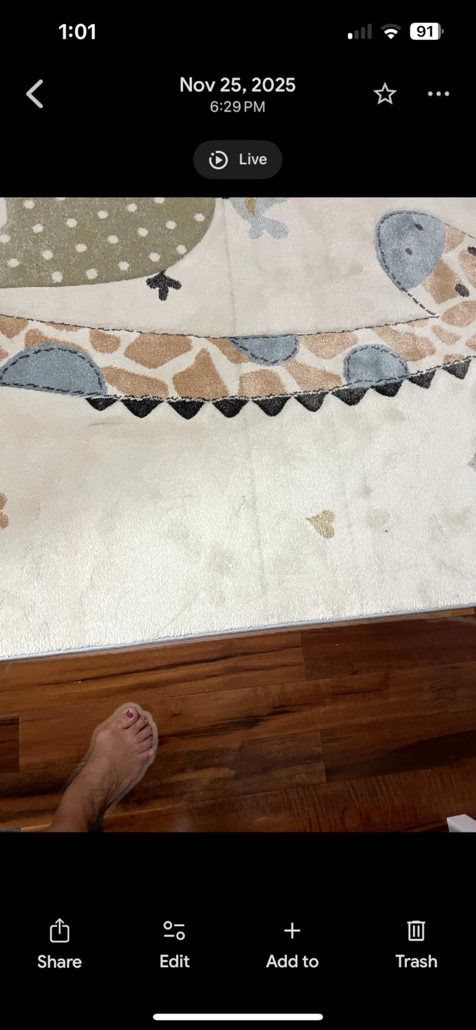 SAFAVIEH Carousel Kids Collection Accent Rug - 4' x 6', Ivory, Animal Design, Non-Shedding & Easy Care, Ideal for High Traffic Areas for Boys & Girls in Playroom, Nursery, Bedroom (CRK120A) customer photo 2