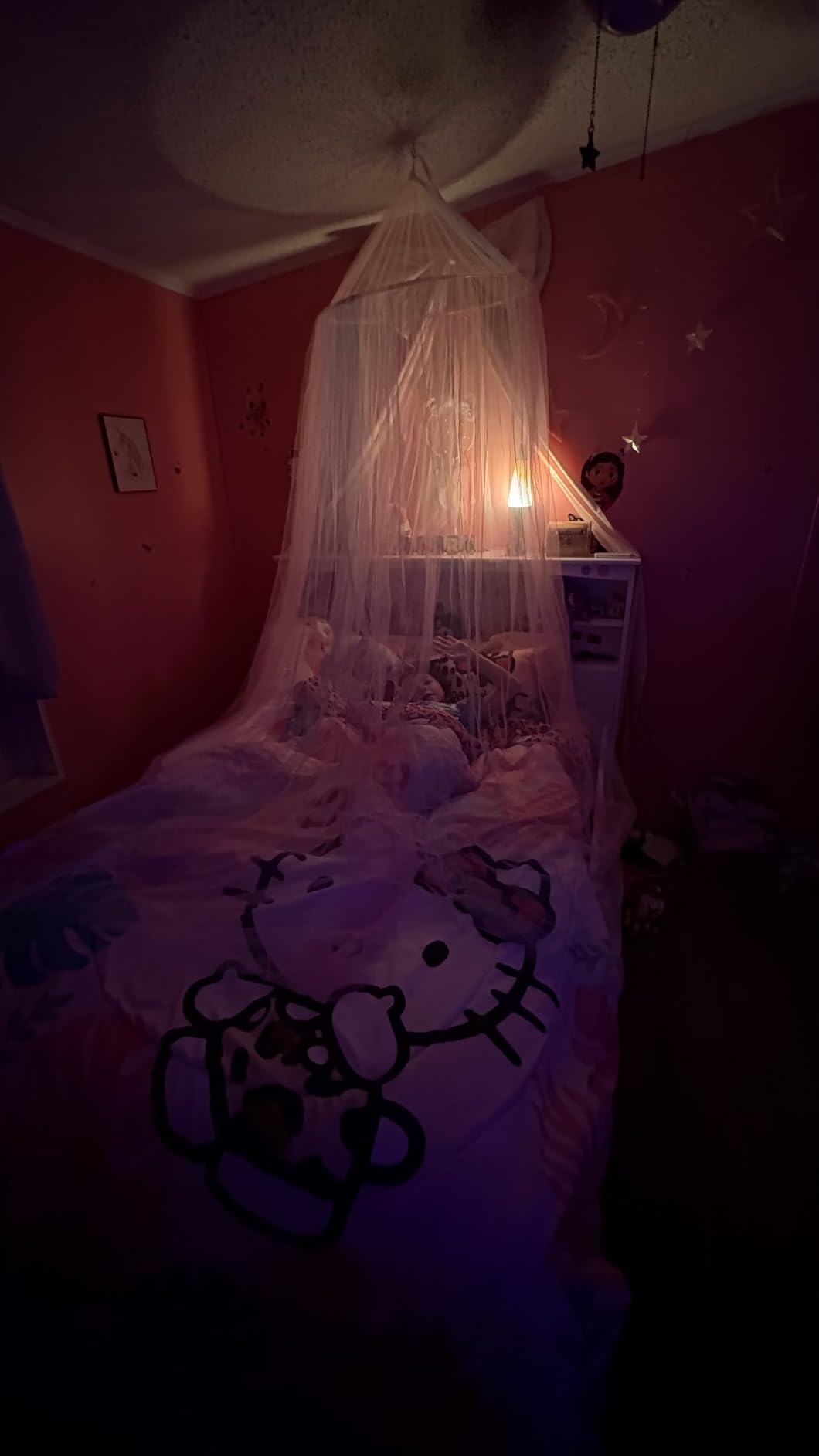 Bed Canopy with Lights for Girls, Gold Star Princess Crib Canopy Curtains, Extra Large Dome Mosquito Net Reading Nook Canopy for Kids Boys Twin Full Queen Size Bed, Fire Retardant Fabric customer photo 1