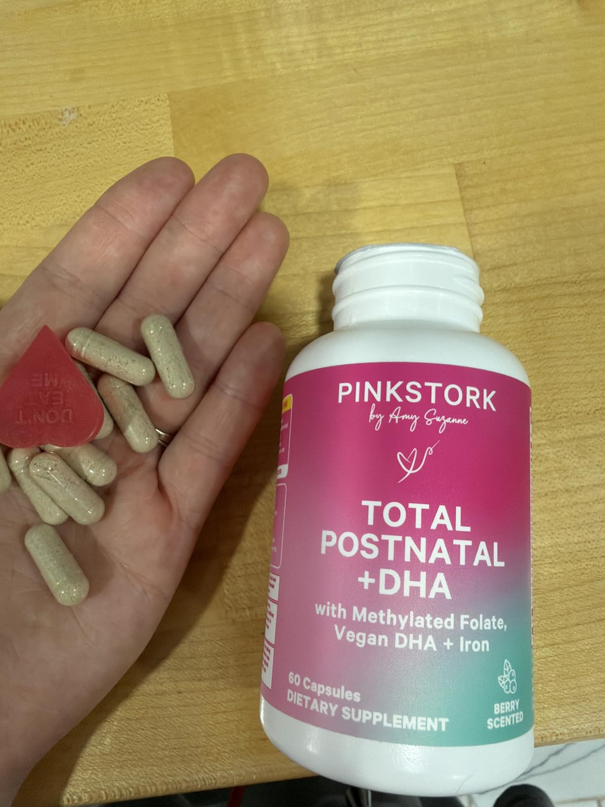 Pink Stork Total Postnatal Vitamins for Women | Vegan DHA, Iron, Folate, B12 | Postpartum Recovery Essentials | Lactation Support for Breastfeeding Moms | Clean Label Award Winner- 60 Capsules, Berry customer photo 1