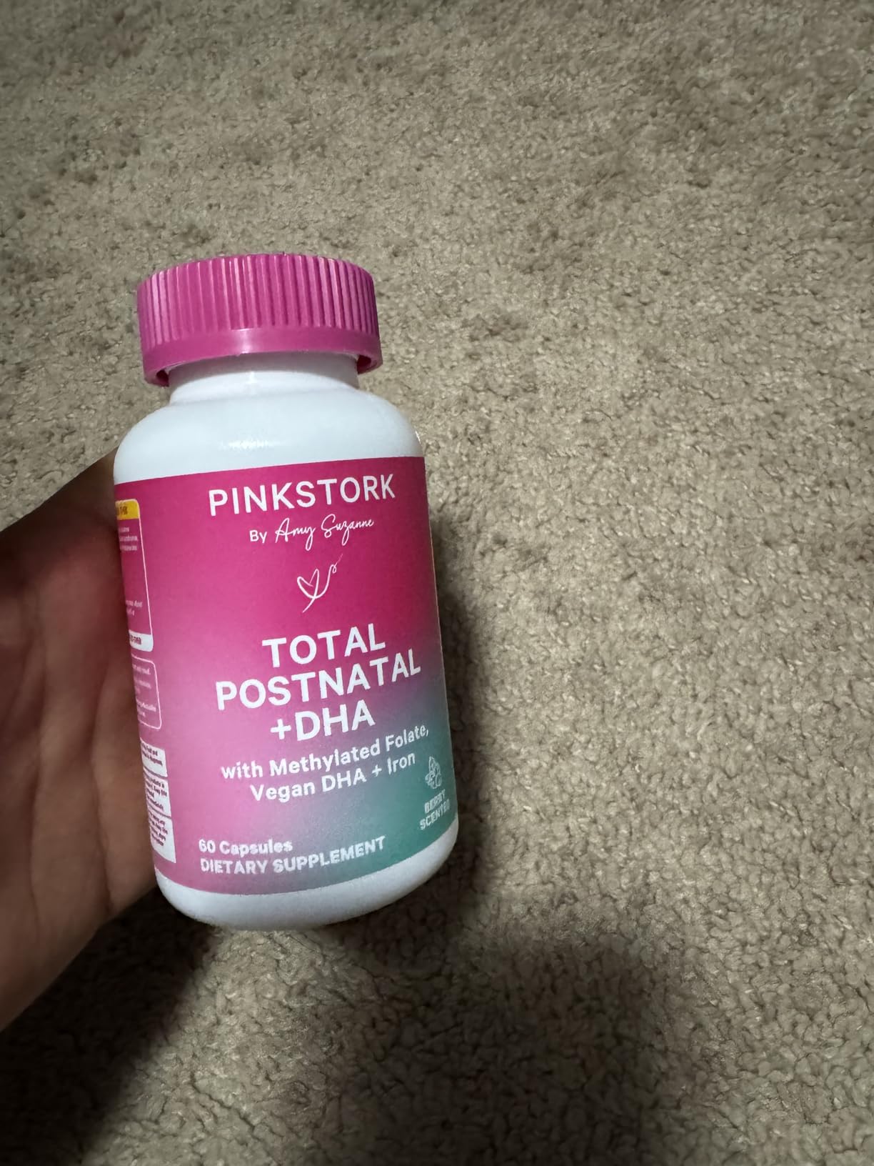 Pink Stork Total Postnatal Vitamins for Women | Vegan DHA, Iron, Folate, B12 | Postpartum Recovery Essentials | Lactation Support for Breastfeeding Moms | Clean Label Award Winner- 60 Capsules, Berry customer photo 2