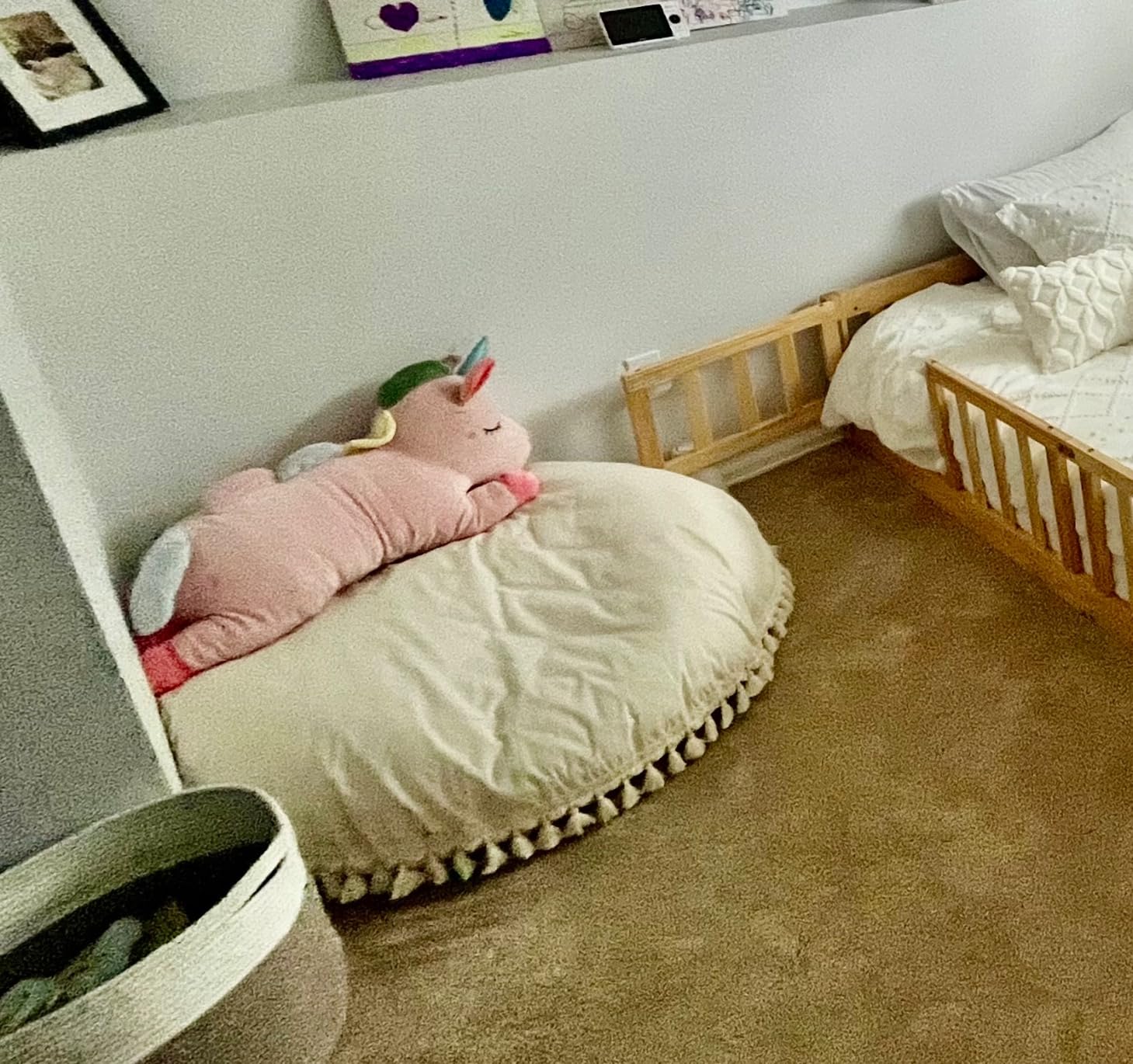 MINICAMP Large Kids Floor Cushion - Ultra Fluffy Washable Bean Bag Chair & Reading Pillow with Boucle Sherpa Cover - Soft Kids Lounger Floor Seat for Playroom, Bedroom or Nursery - Made in EU customer photo 1
