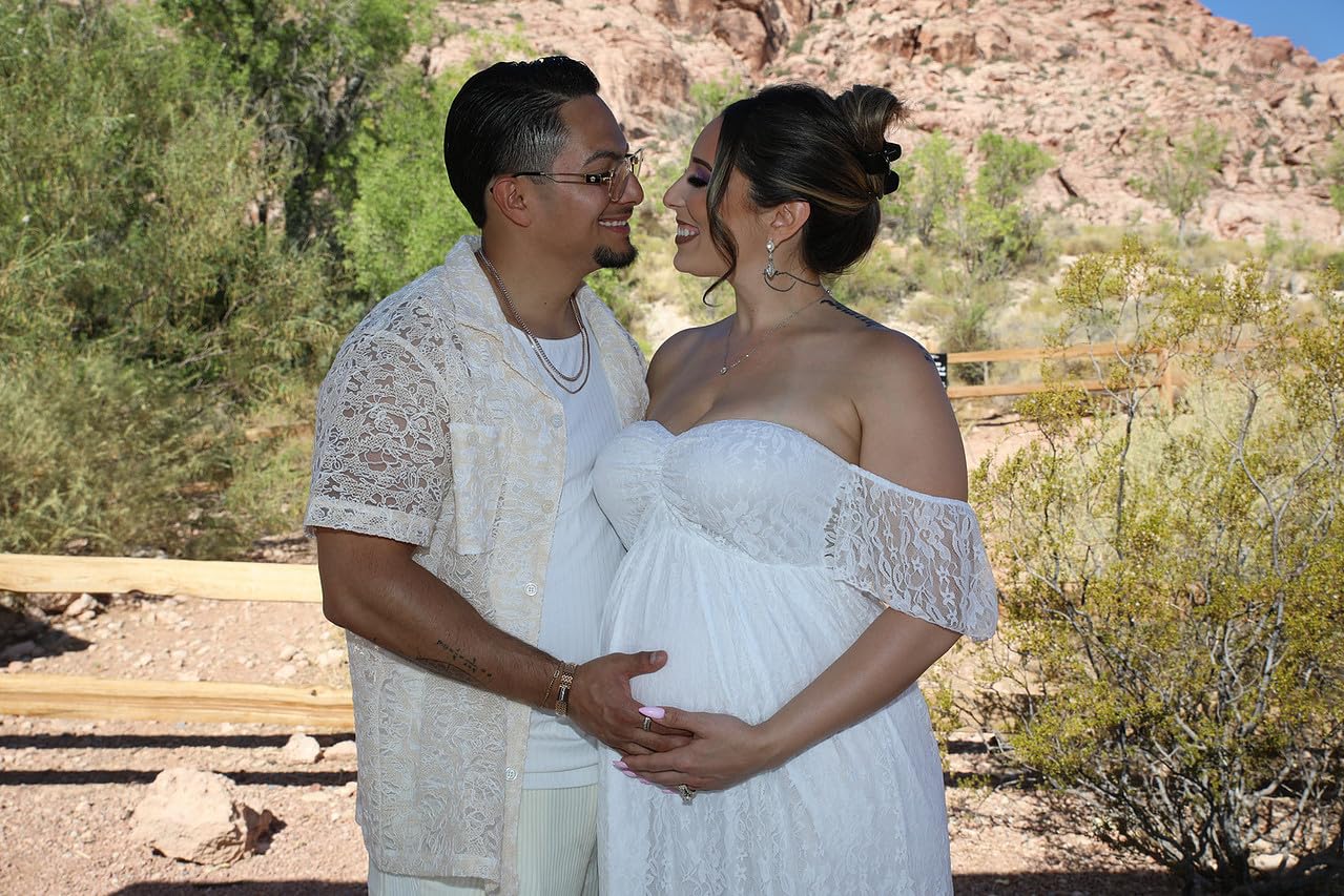 Maternity Photography Props Floral Lace Dress Fancy Pregnancy Gown for Baby Shower Photo Shoot customer photo 1