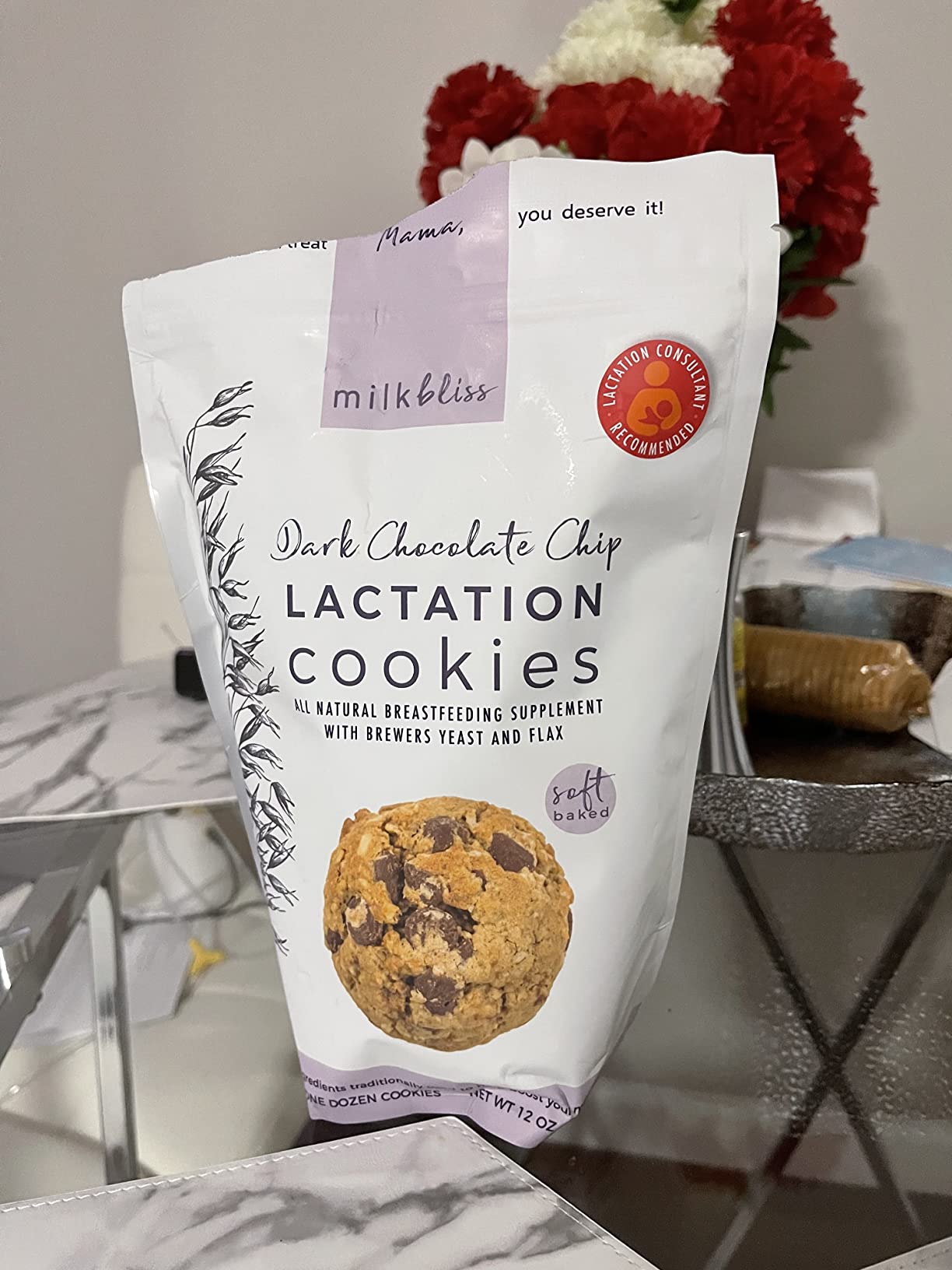 MilkBliss Soft Baked Lactation Cookies for Breastfeeding, All Natural and GMO Free Lactation Boosting Ingredients! Oats, Flaxseed, Brewers Yeast. 12 Count. customer photo 2