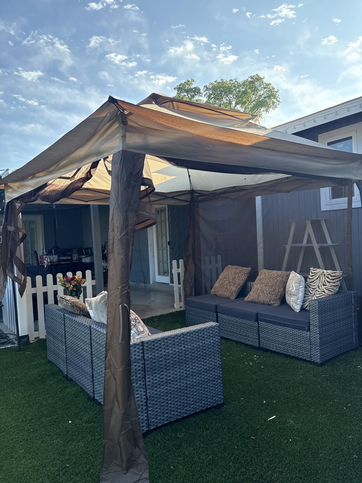 COOS BAY 11x11 Pop Up Gazebo with Mesh Netting, Instant Outdoor Canopy Tent, Water Resistant Shelter with UPF 50+ UV Protection, 121 Sq Ft Coverage, Beige customer photo 1