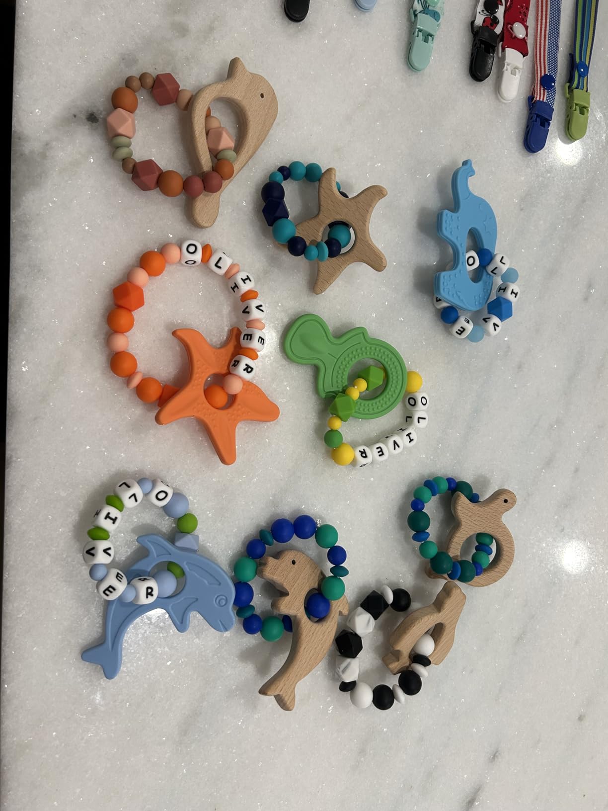 Penta Angel 10Pcs Wood Teething Rings Pain Relief Natural Wood Teething Toys Wooden Teether Animals for Infant Toddler, Turtles Swallows Dolphins Starfish Pigeons Birds Woodpeckers Fish Turtle customer photo 2