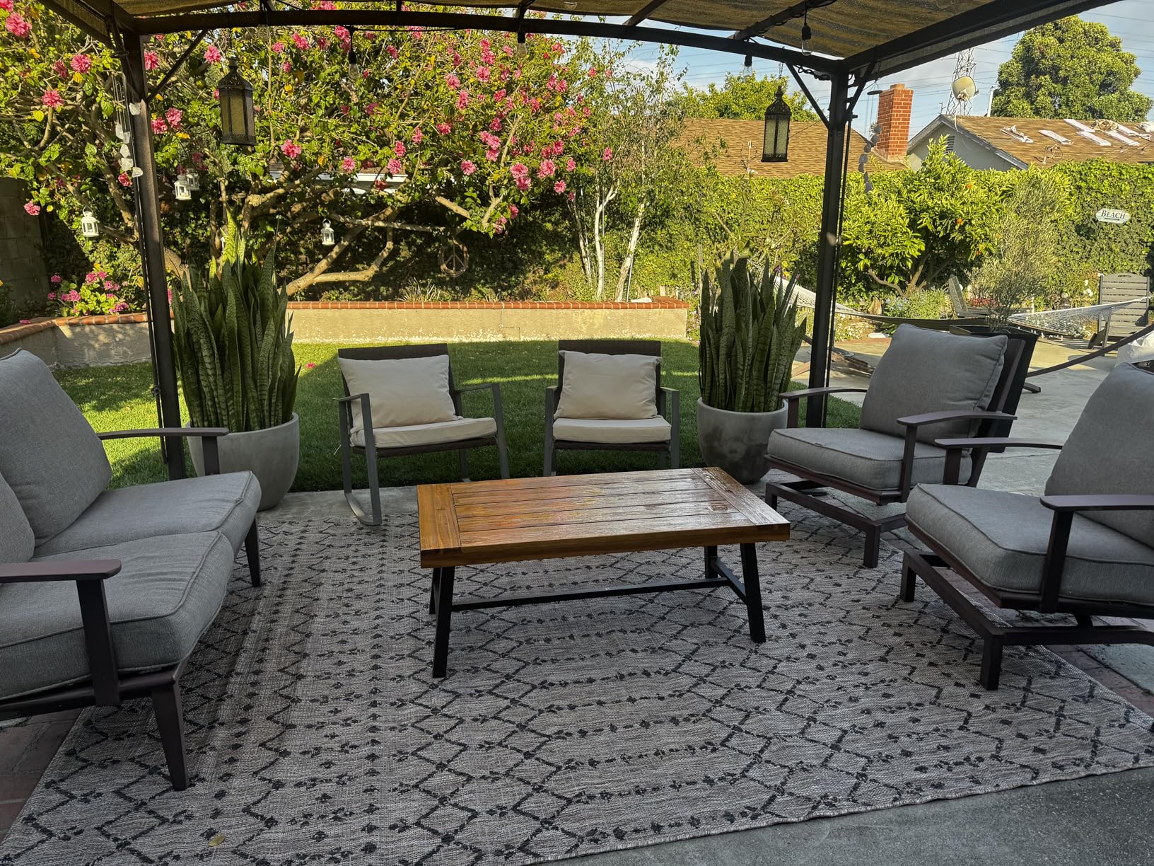 JONATHAN Y Moroccan Geometric Indoor Outdoor Area Rug 3X5 Navy/Light Gray, Ourika Textured Weave for Backyard, Patio, Porch, Easy-Cleaning, High Traffic, Pet-Friendly, Non-Shedding (SMB108B-3) customer photo 2