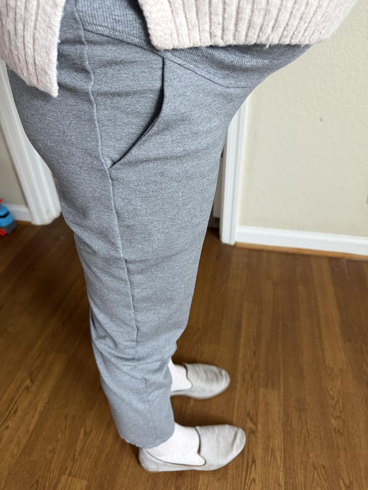 Maternity Pants Work Over The Belly with Pockets, Womens Pregnancy Dress Pants Office Clothes Trousers Stretch Summer customer photo 1
