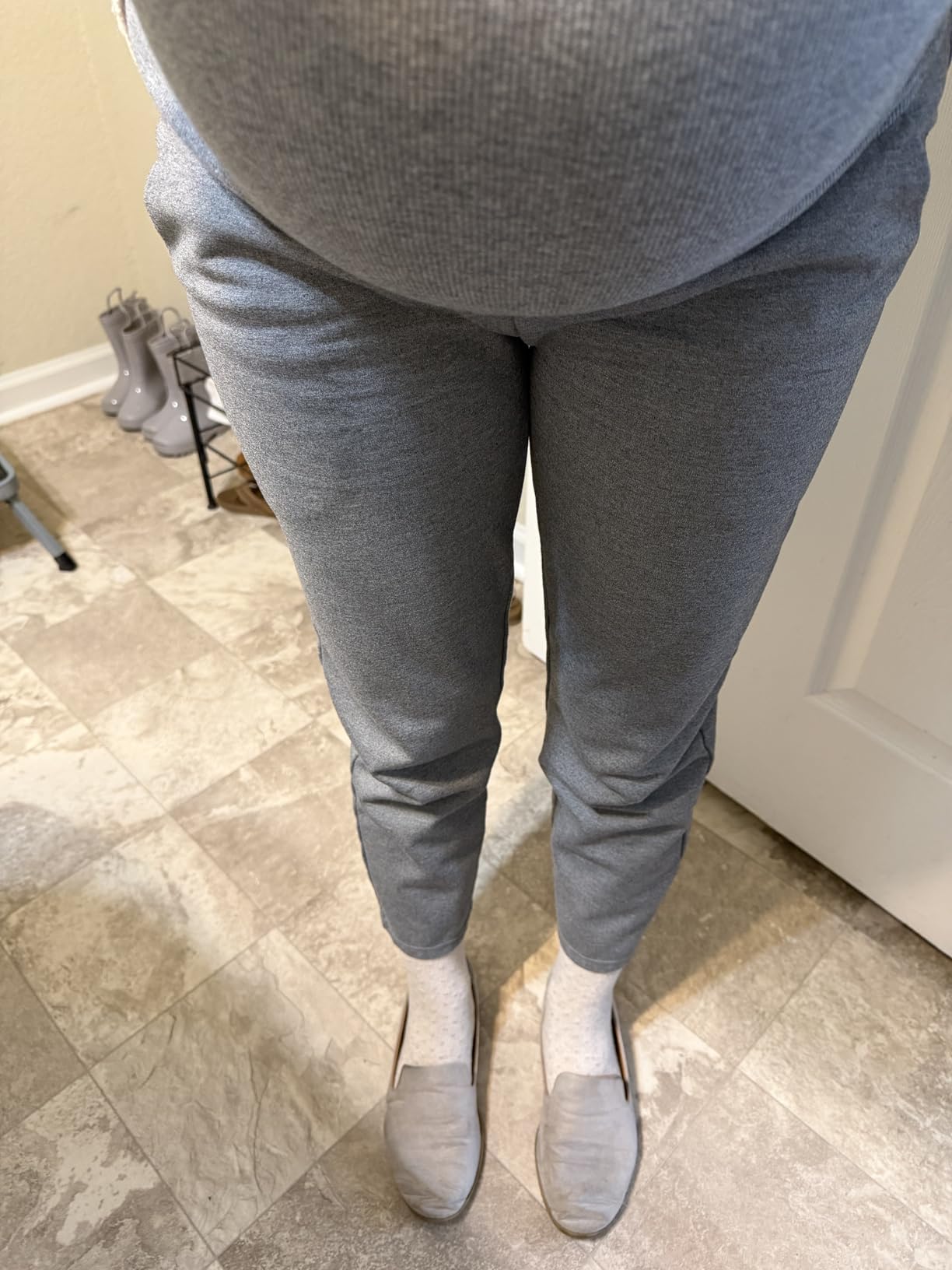 Maternity Pants Work Over The Belly with Pockets, Womens Pregnancy Dress Pants Office Clothes Trousers Stretch Summer customer photo 2