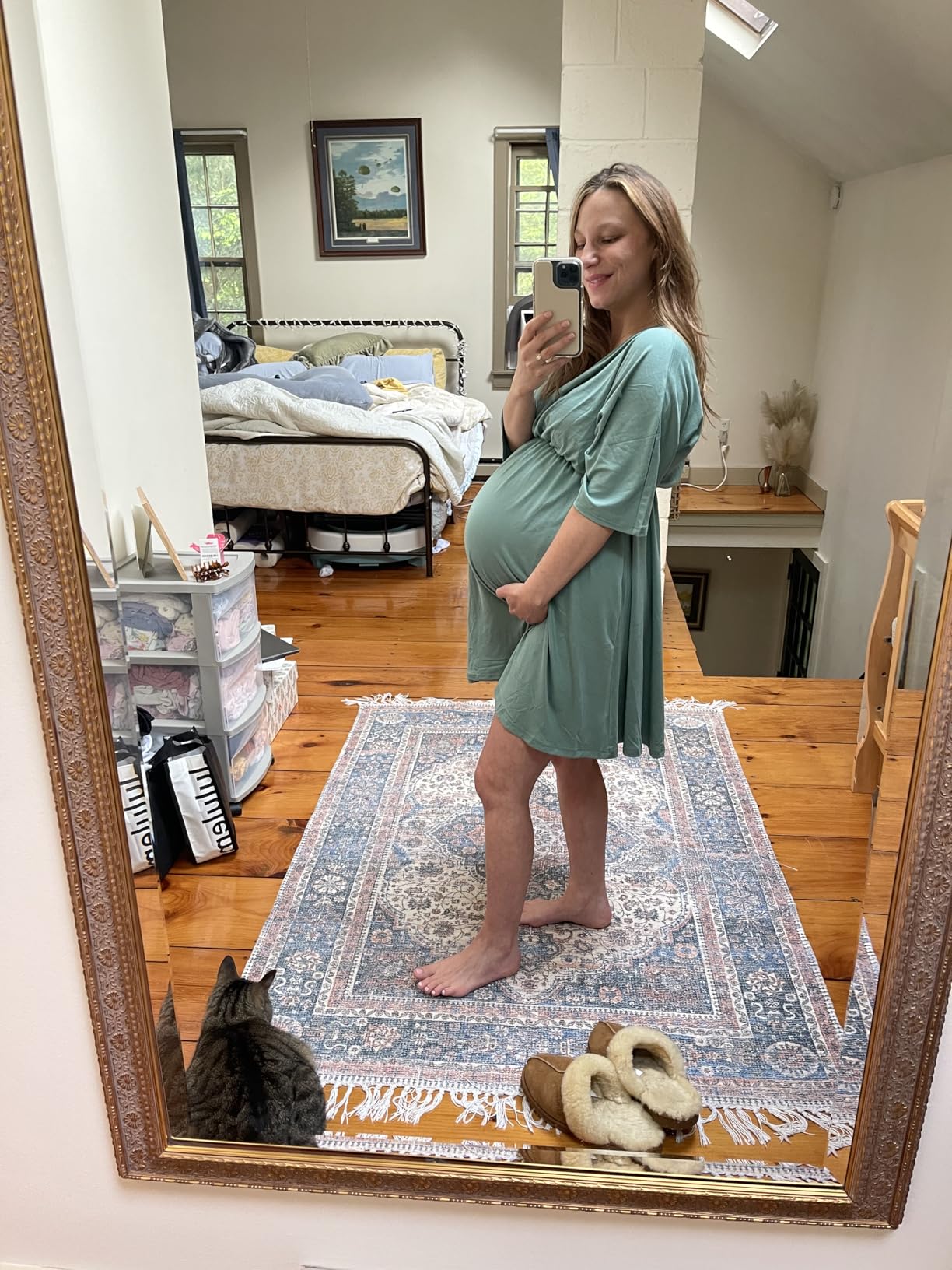 Ekouaer 3 in 1 Labor/Delivery/Hospital Gown Maternity Dress Nursing Nightgown Sleepwear for Breastfeeding customer photo 2