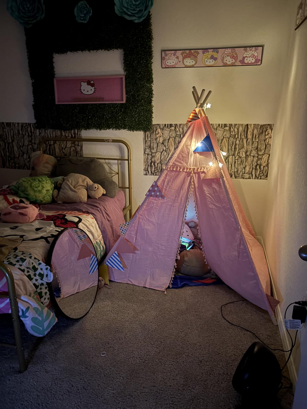 Sumbababy Teepee Tent for Kids Indoor - Toddler Play Tent Washable Tipi Sleepover Tents with Lights for Girls & Boys - Foldable Playhouse Gift Toys customer photo 1