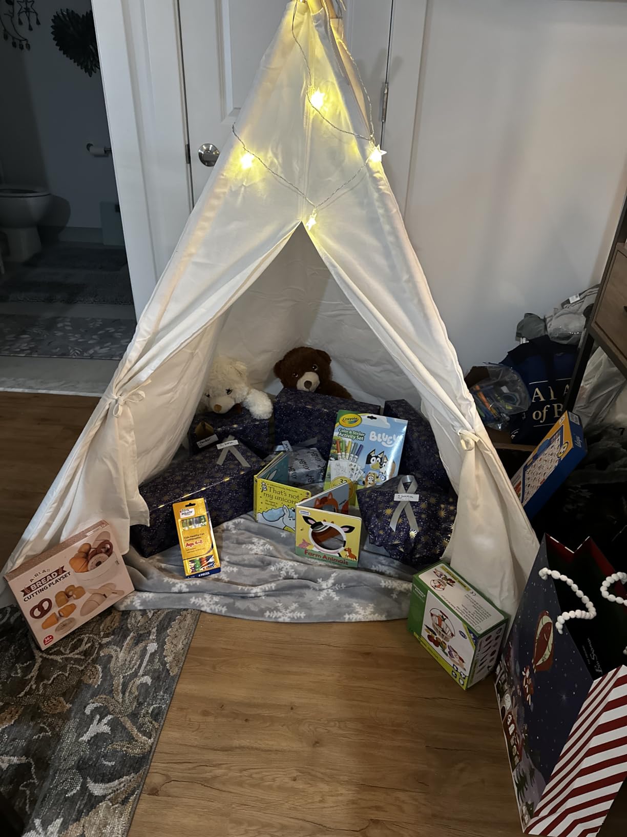 Sumbababy Teepee Tent for Kids Indoor - Toddler Play Tent Washable Tipi Sleepover Tents with Lights for Girls & Boys - Foldable Playhouse Gift Toys customer photo 2