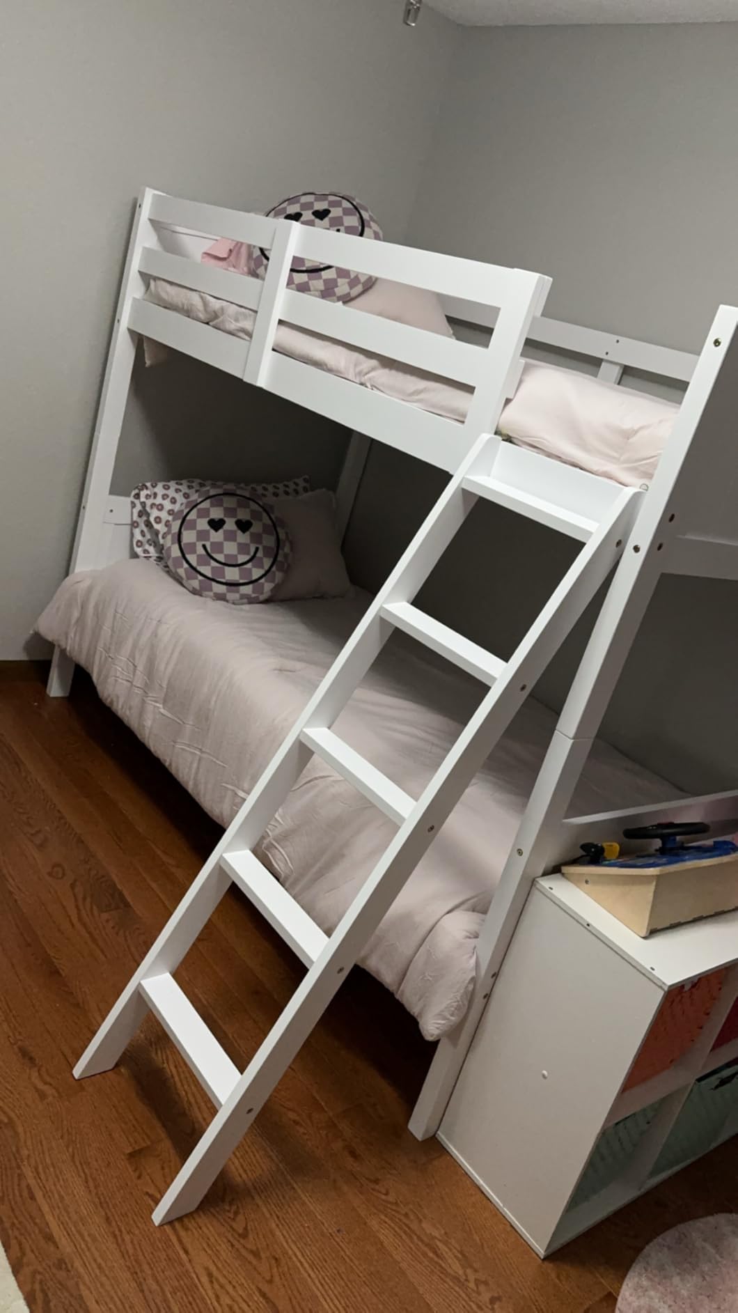 Costzon Wood Twin Over Twin Bunk Beds Convertible 2 Individual Twin Beds for Kids Children, Solid Rubberwood Bunk Bed with Ladder and Safety Rail (Espresso) customer photo 2
