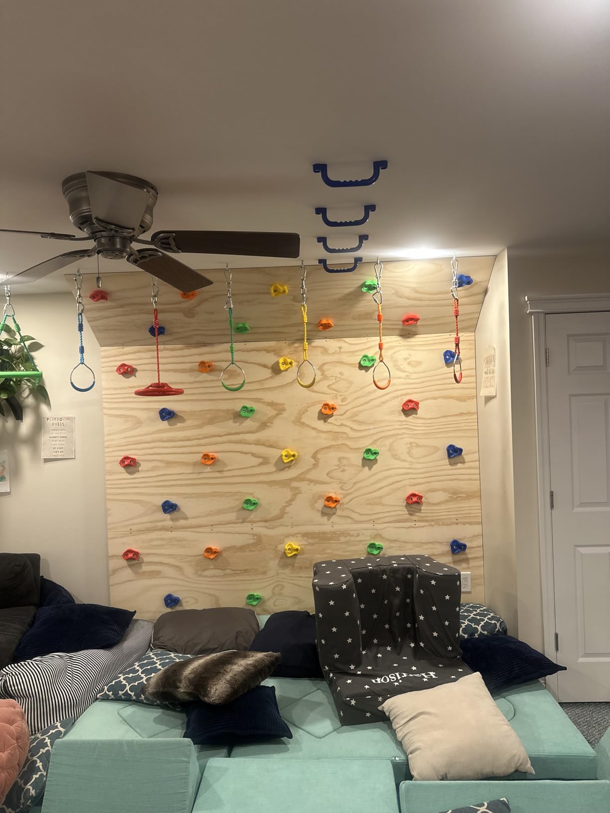 Rainbow Craft DIY Monkey Rock Climbing Holds for Kids - Wall Climbing Rocks of 20pc Rock Wall Holds, 2pc Handles & 1pc 8ft Knotted Climbing Rope - Kids Rock Climbing Holds Rock Wall Climbing Kit customer photo 1